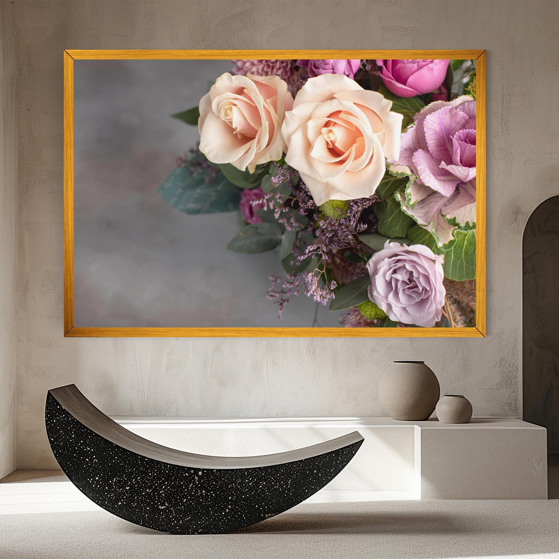 Vászonkép Cream Purple Bouquet mockup 8