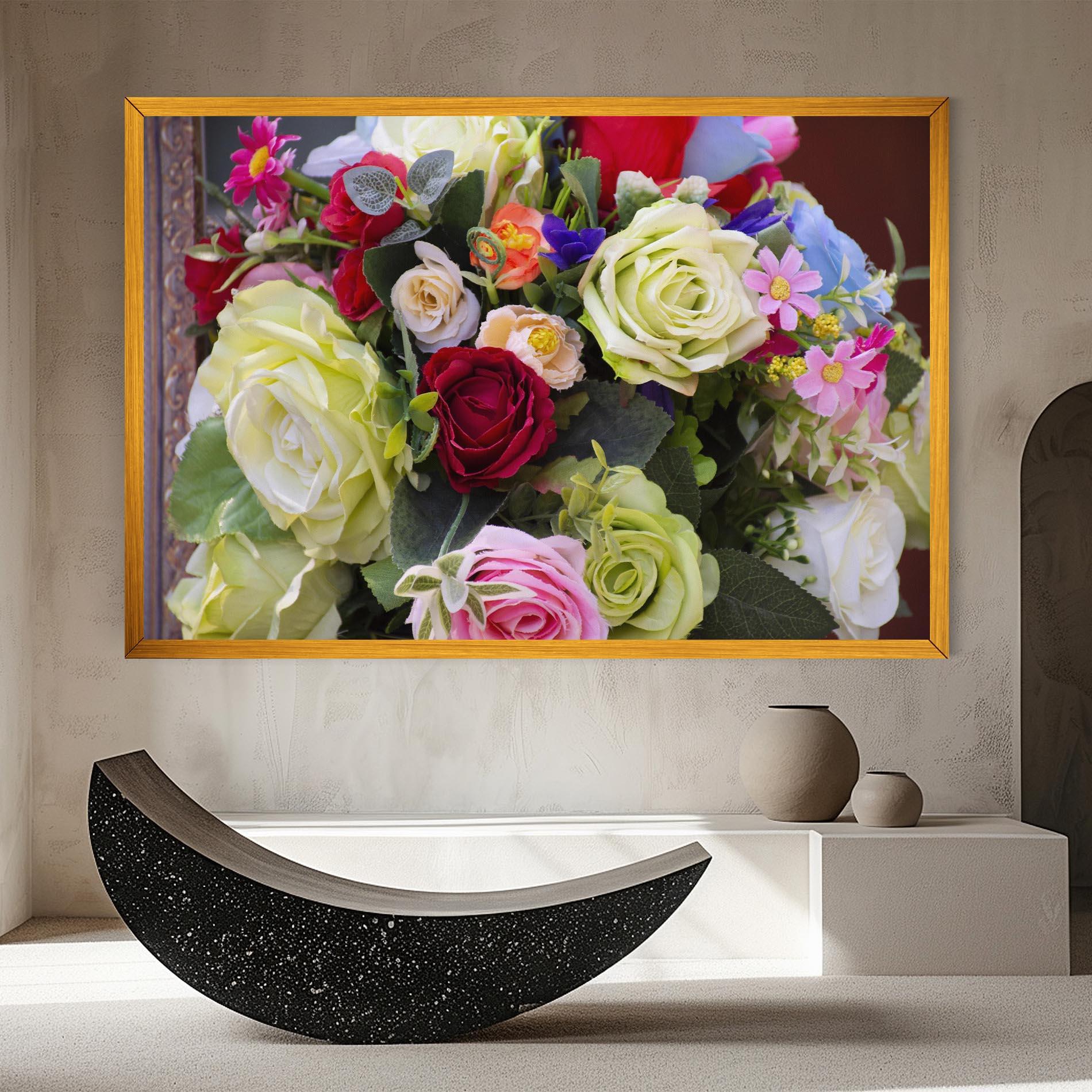 Vászonkép Mixed Roses Bouquet mockup 8