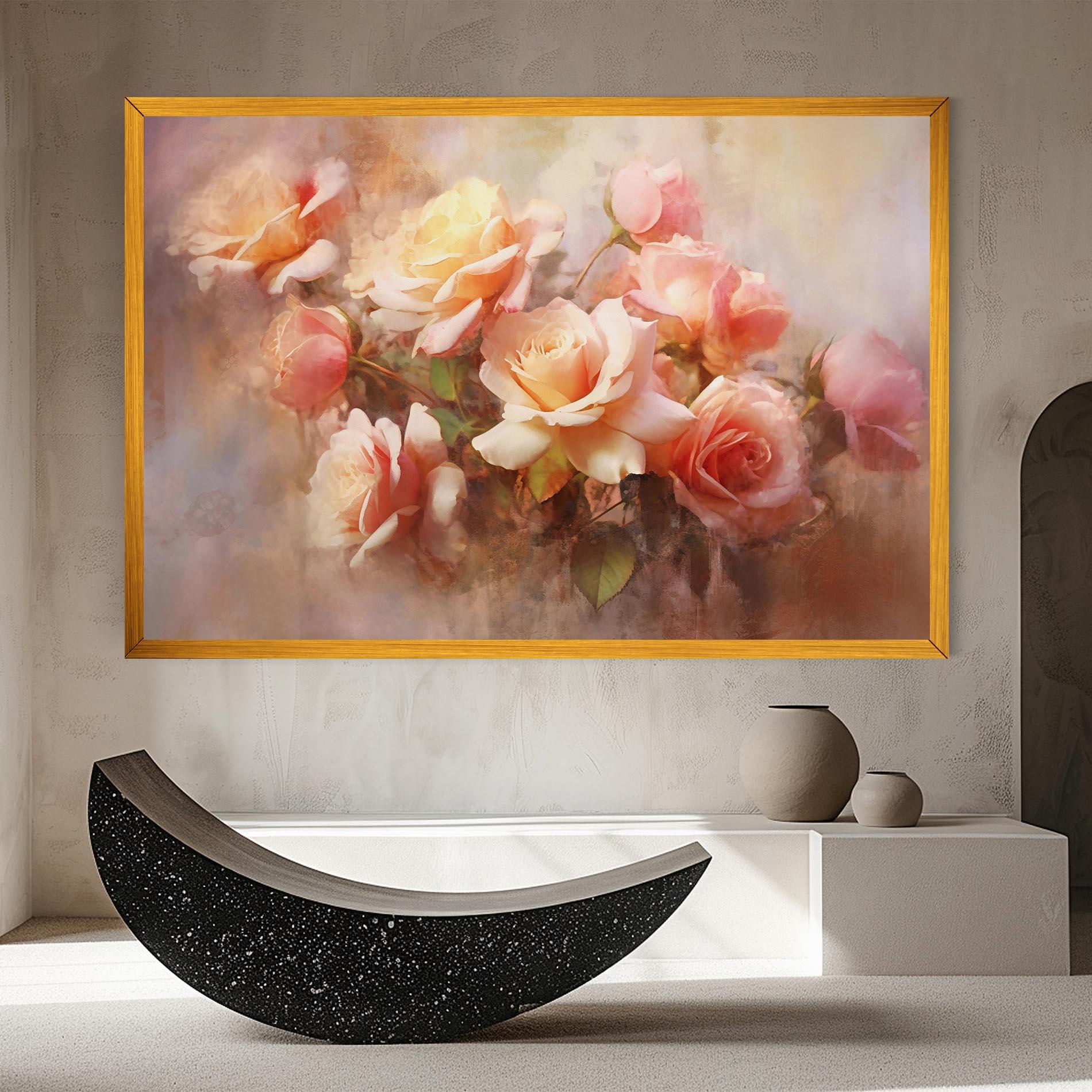 Vászonkép Roses Bouquet Painting mockup 8