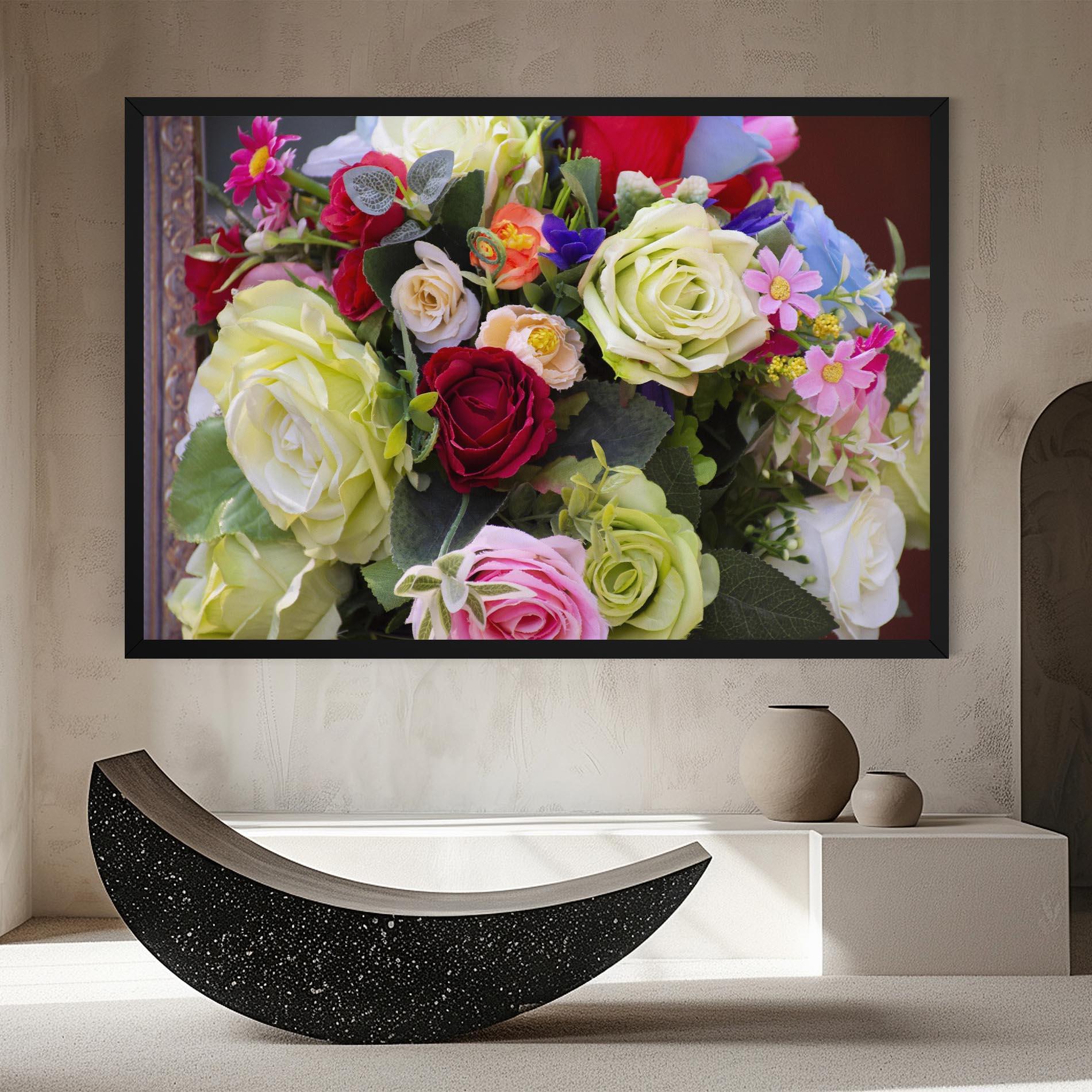 Vászonkép Mixed Roses Bouquet mockup 8