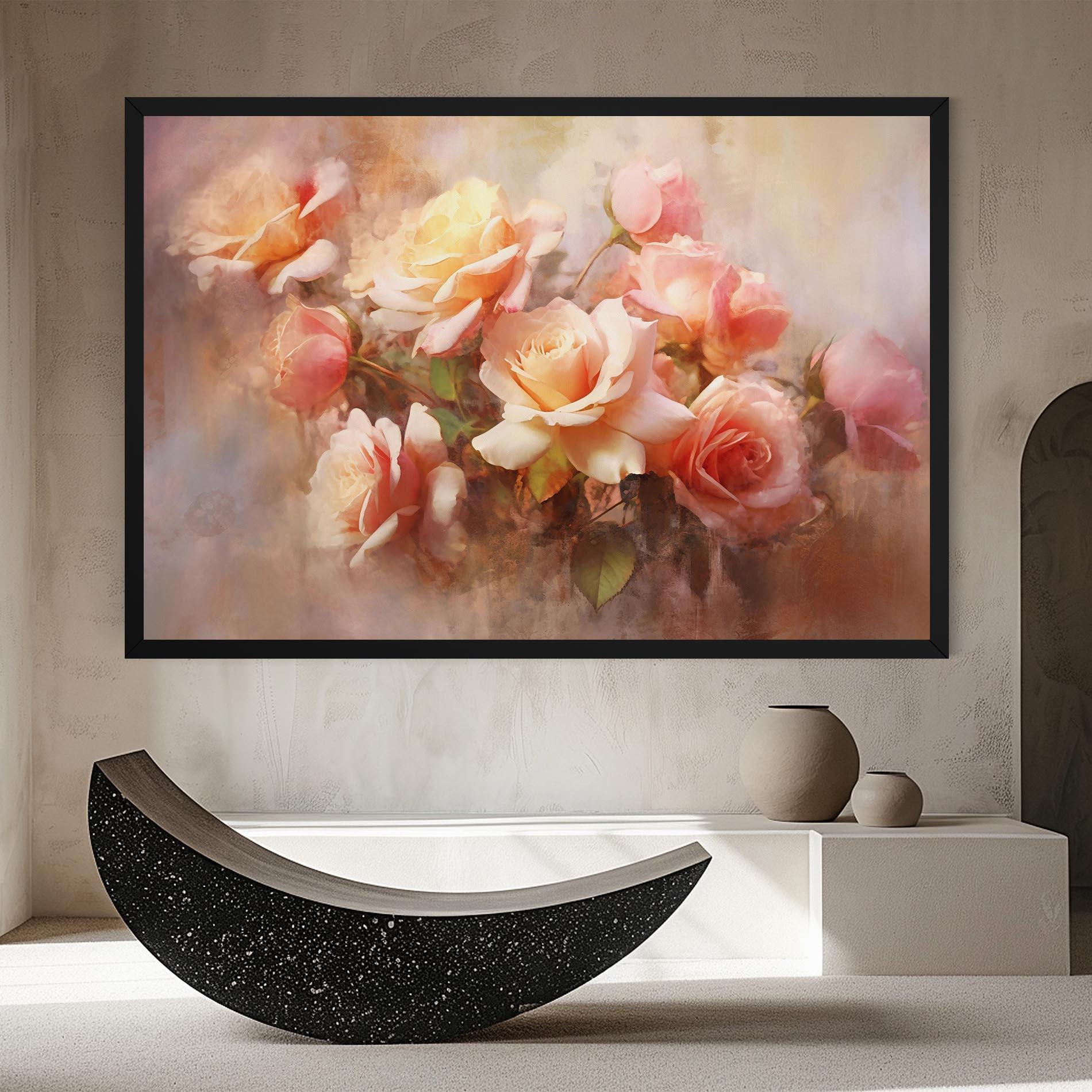 Vászonkép Roses Bouquet Painting mockup 8