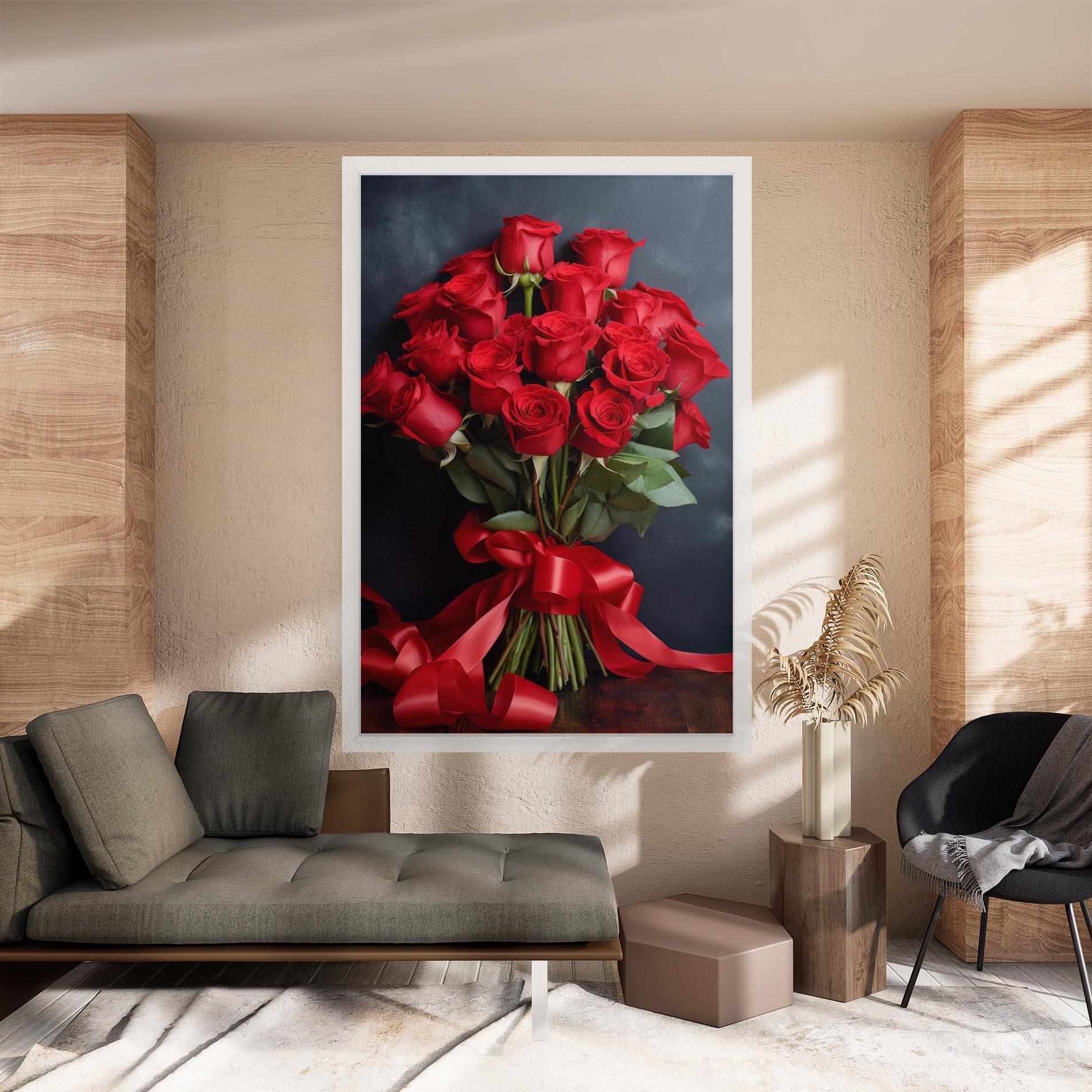 Vászonkép Beautiful Red Roses Bouquet mockup 8