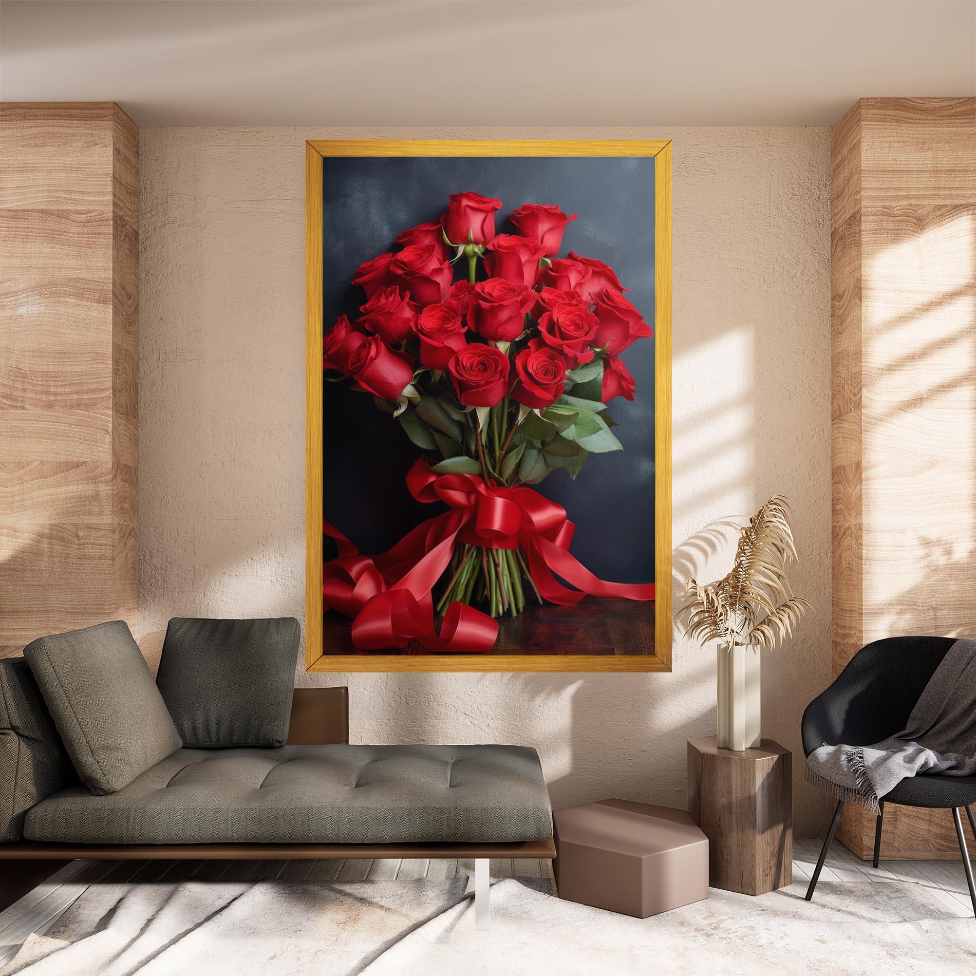 Vászonkép Beautiful Red Roses Bouquet mockup 8