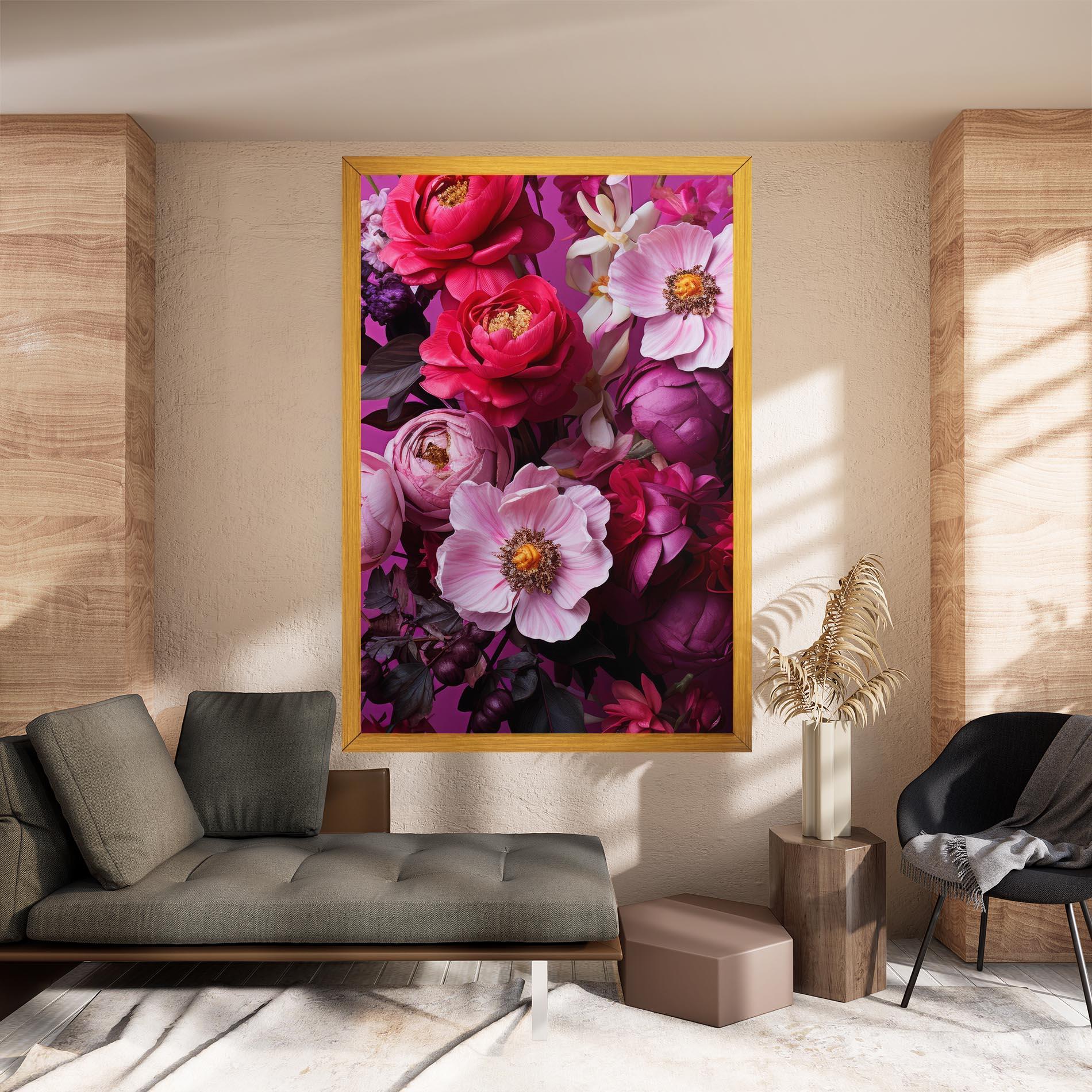 Vászonkép Pink Red Bouquet mockup 8