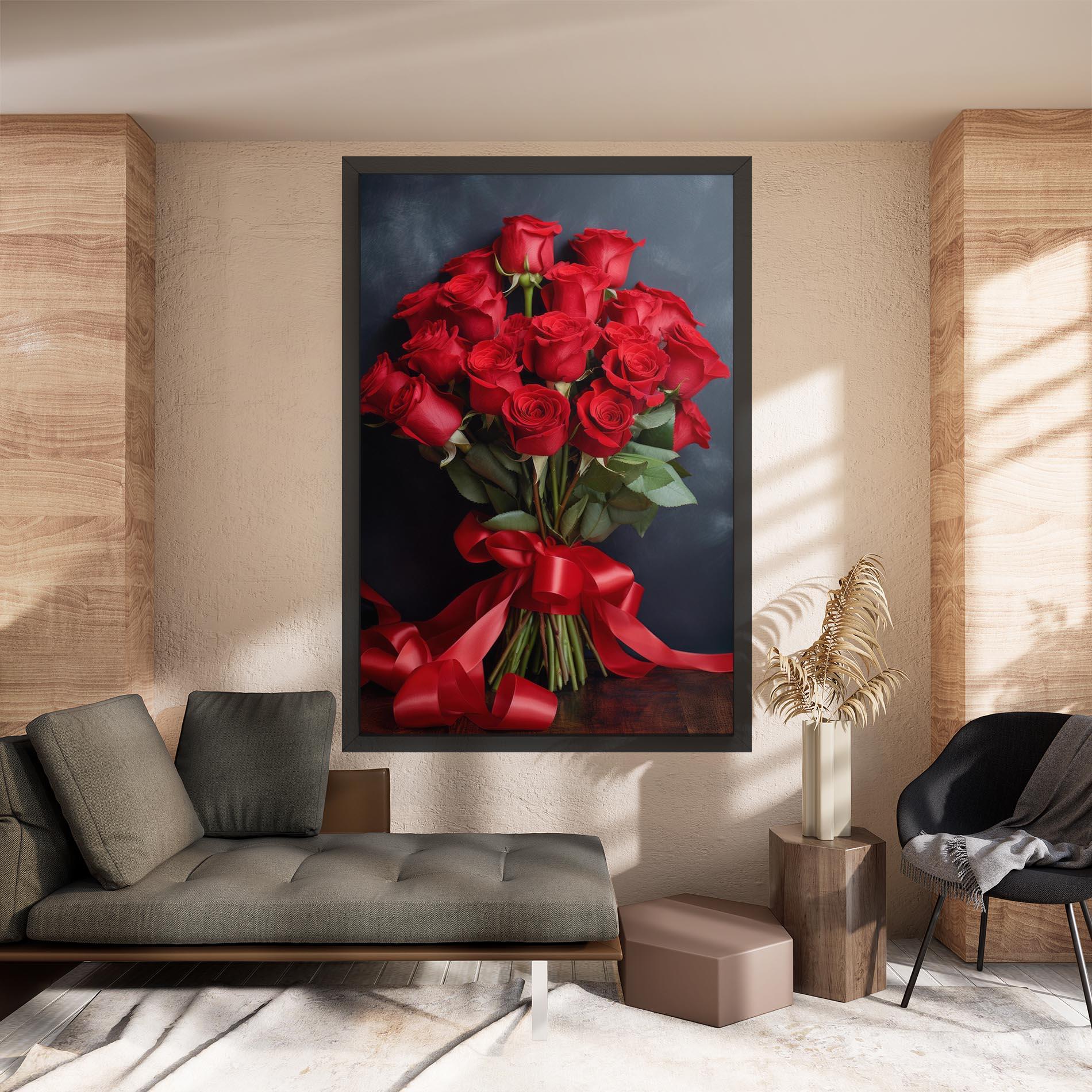 Vászonkép Beautiful Red Roses Bouquet mockup 8