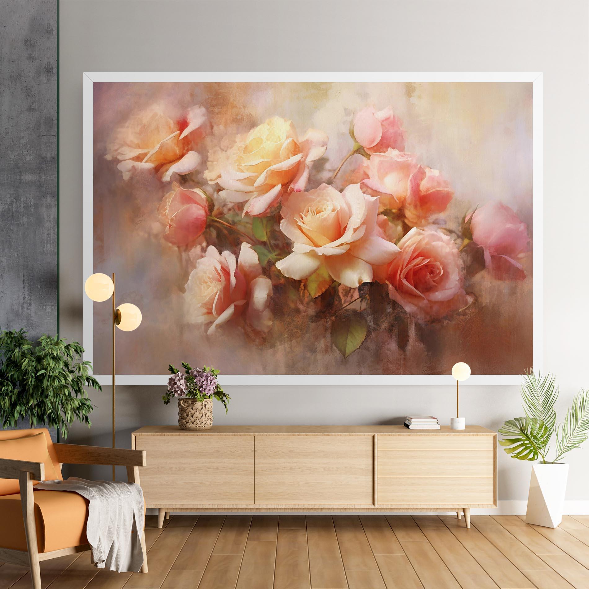 Vászonkép Roses Bouquet Painting mockup 9