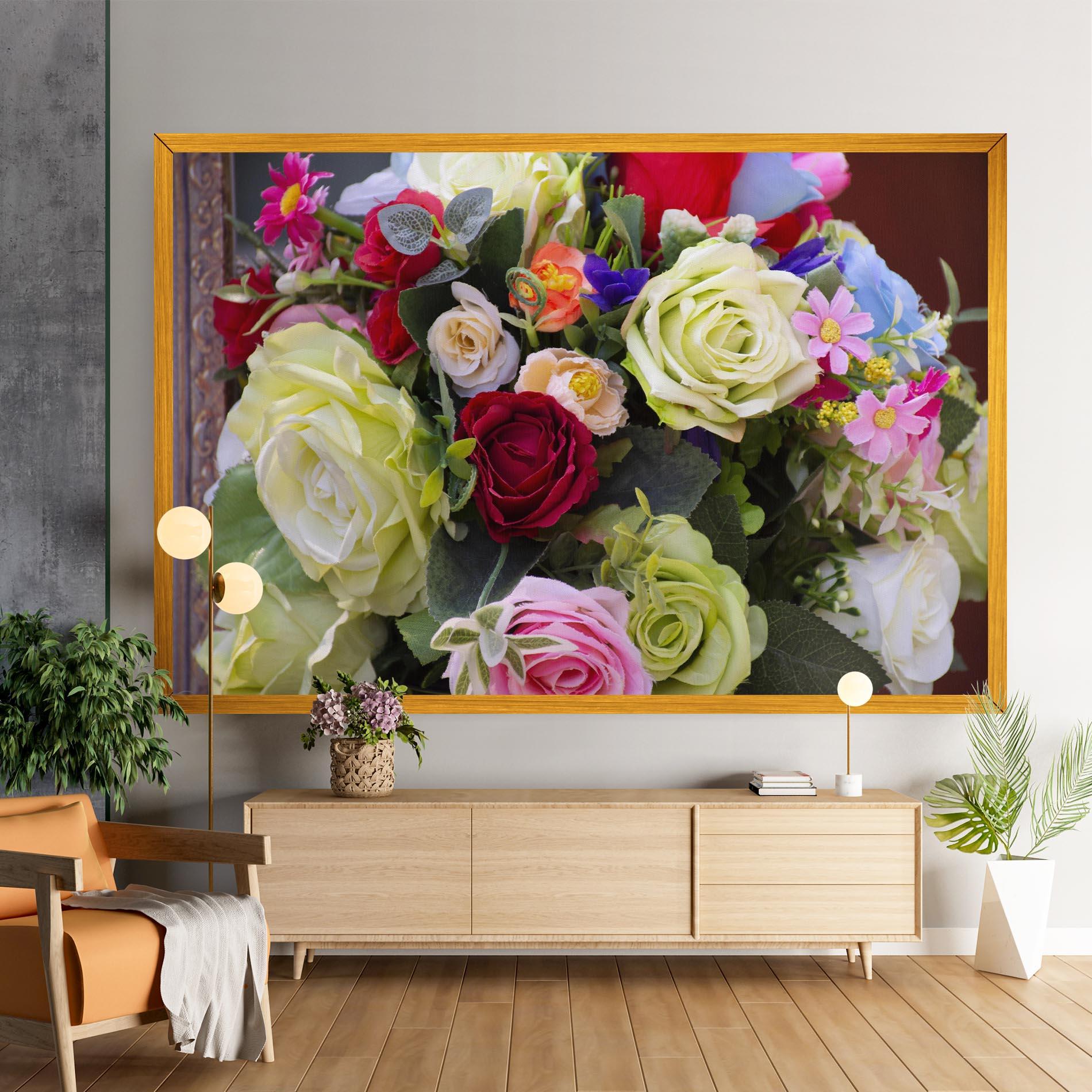 Vászonkép Mixed Roses Bouquet mockup 9