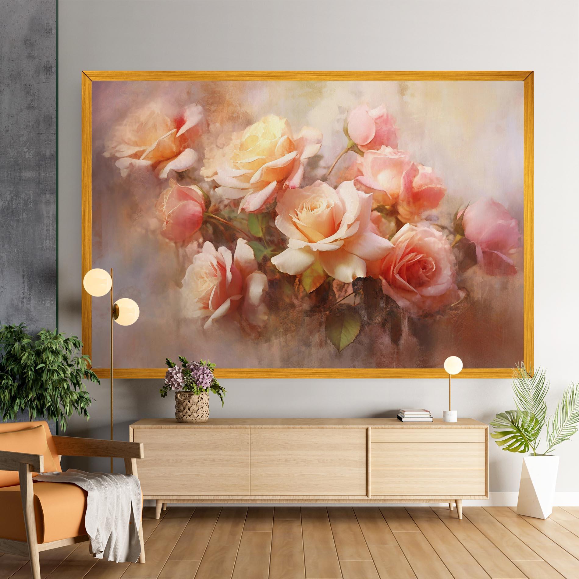 Vászonkép Roses Bouquet Painting mockup 9