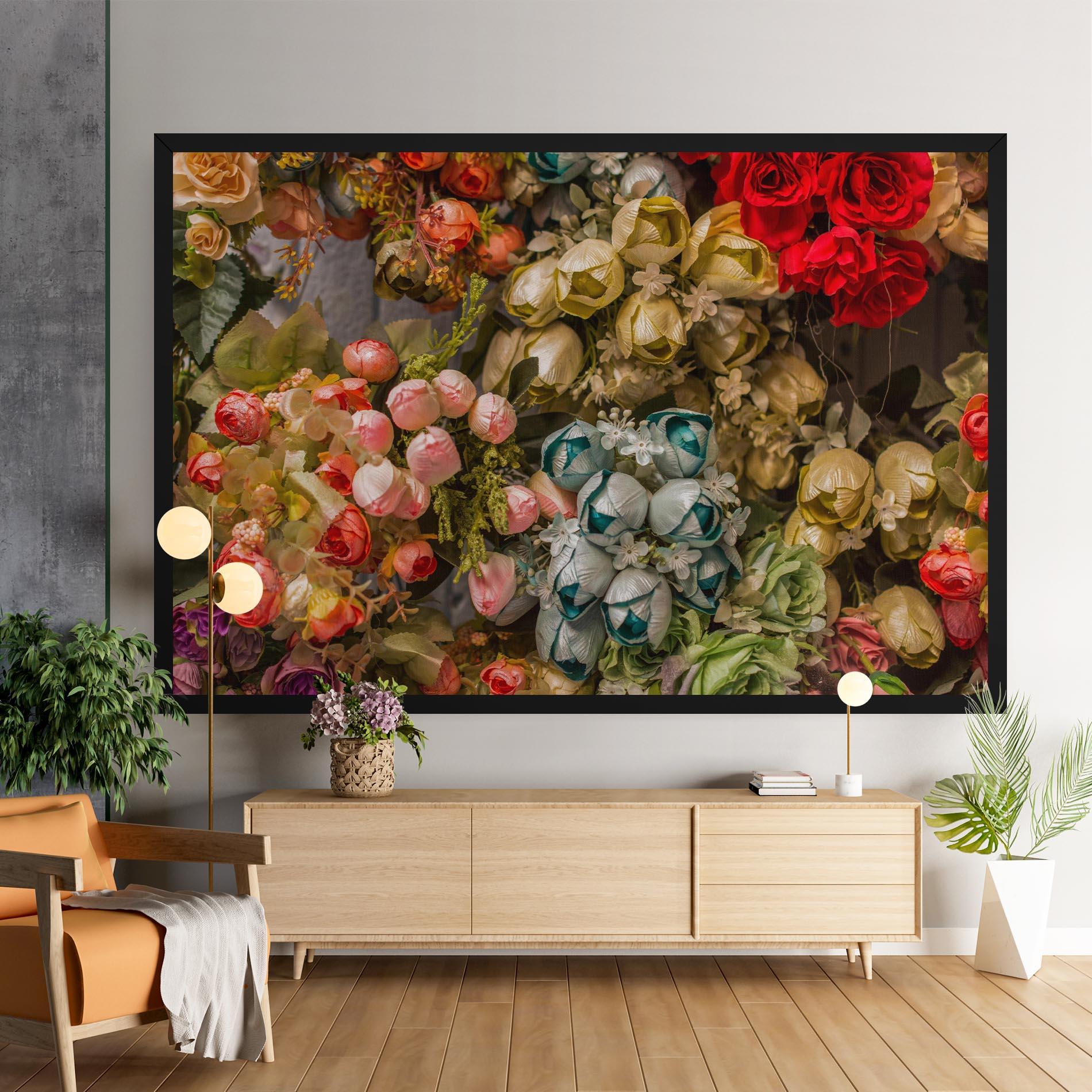 Vászonkép Fake Flowers Wall mockup 9