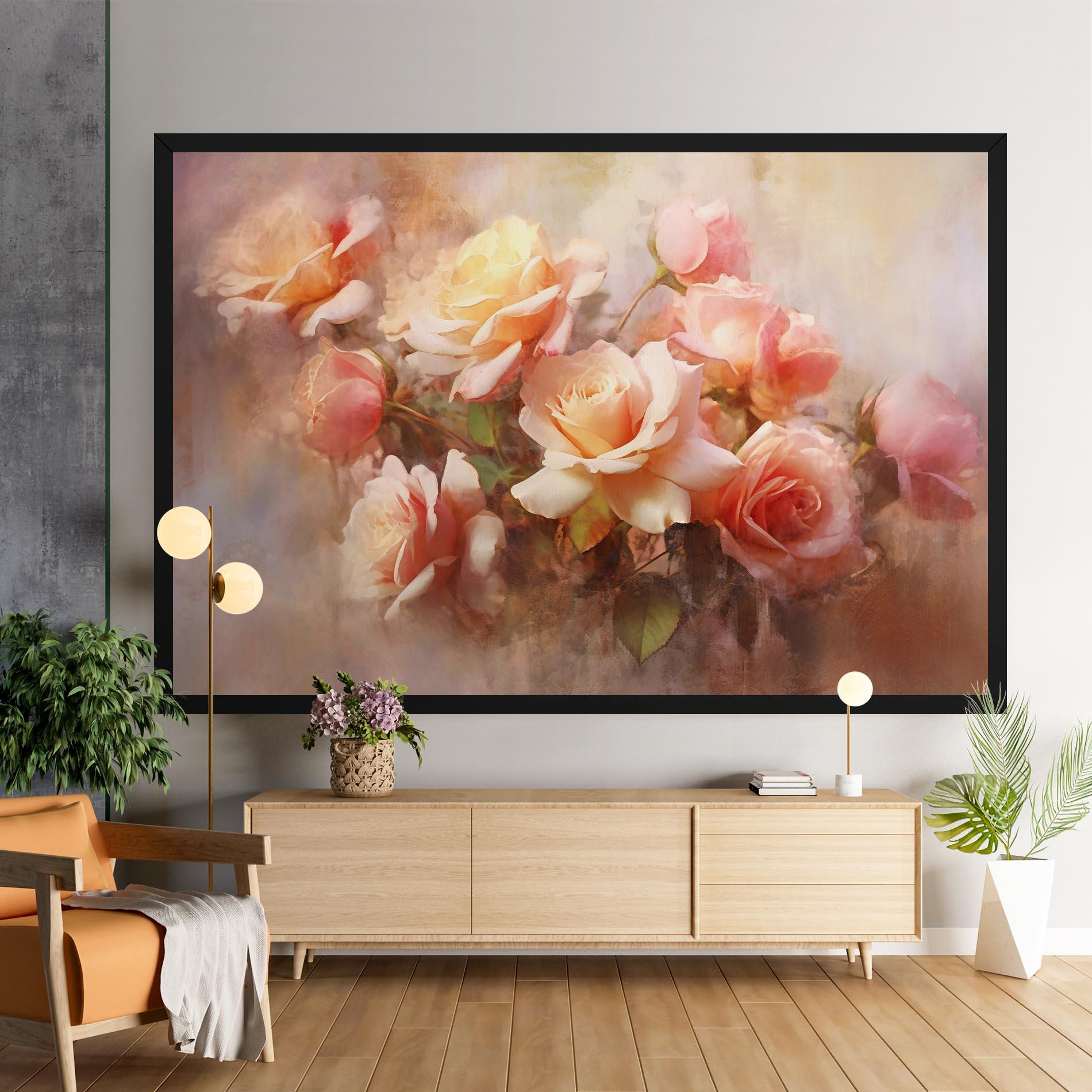 Vászonkép Roses Bouquet Painting mockup 9