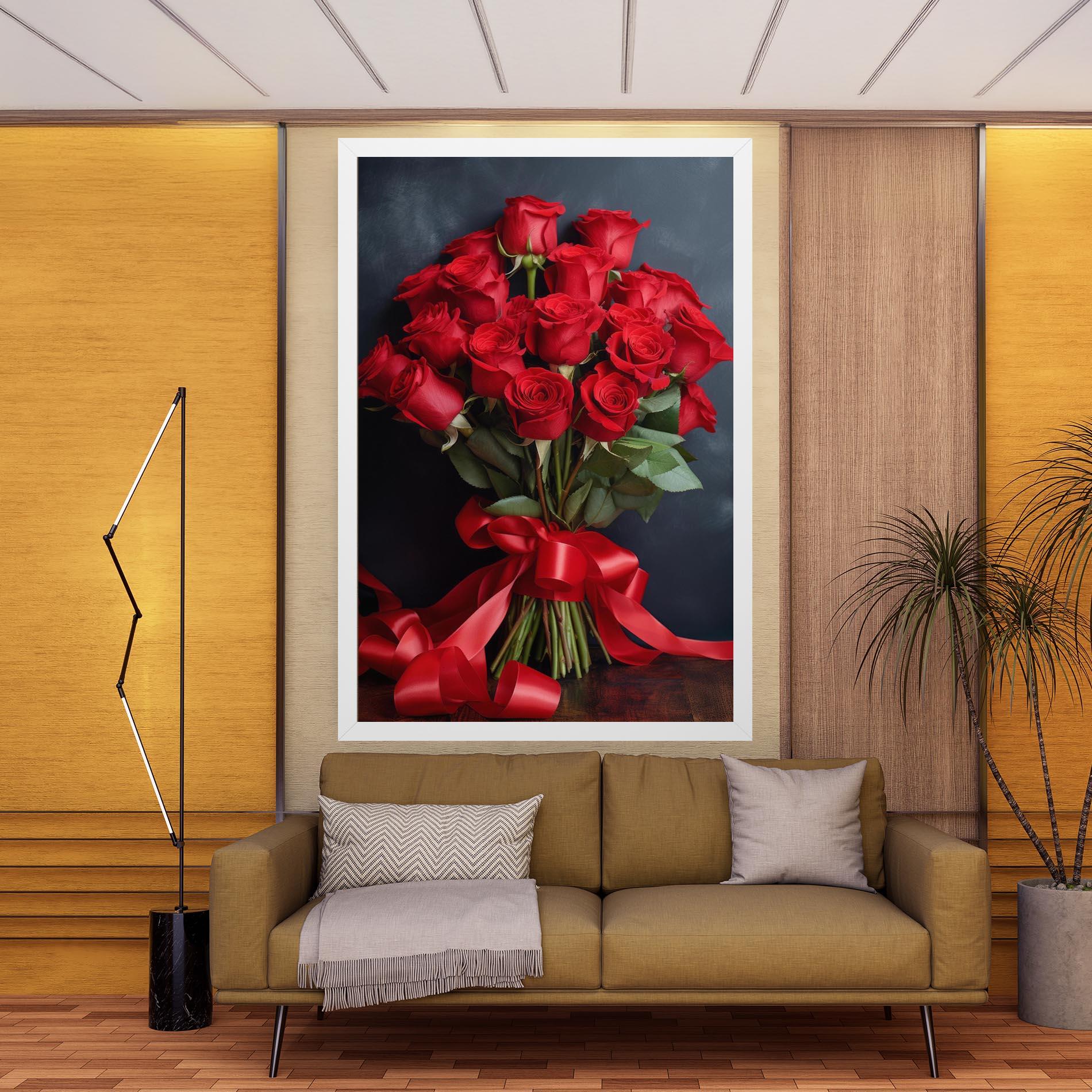 Vászonkép Beautiful Red Roses Bouquet mockup 9