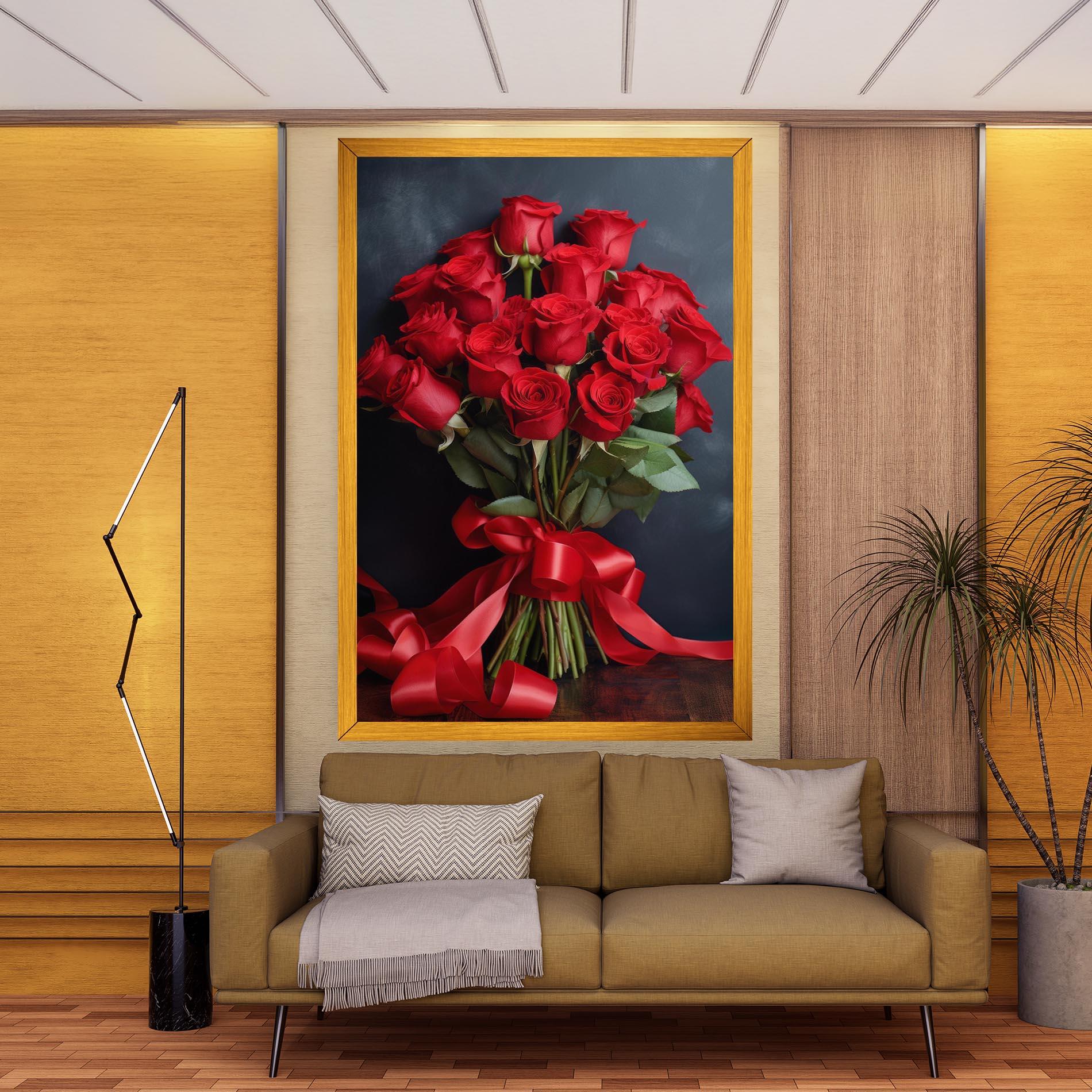 Vászonkép Beautiful Red Roses Bouquet mockup 9