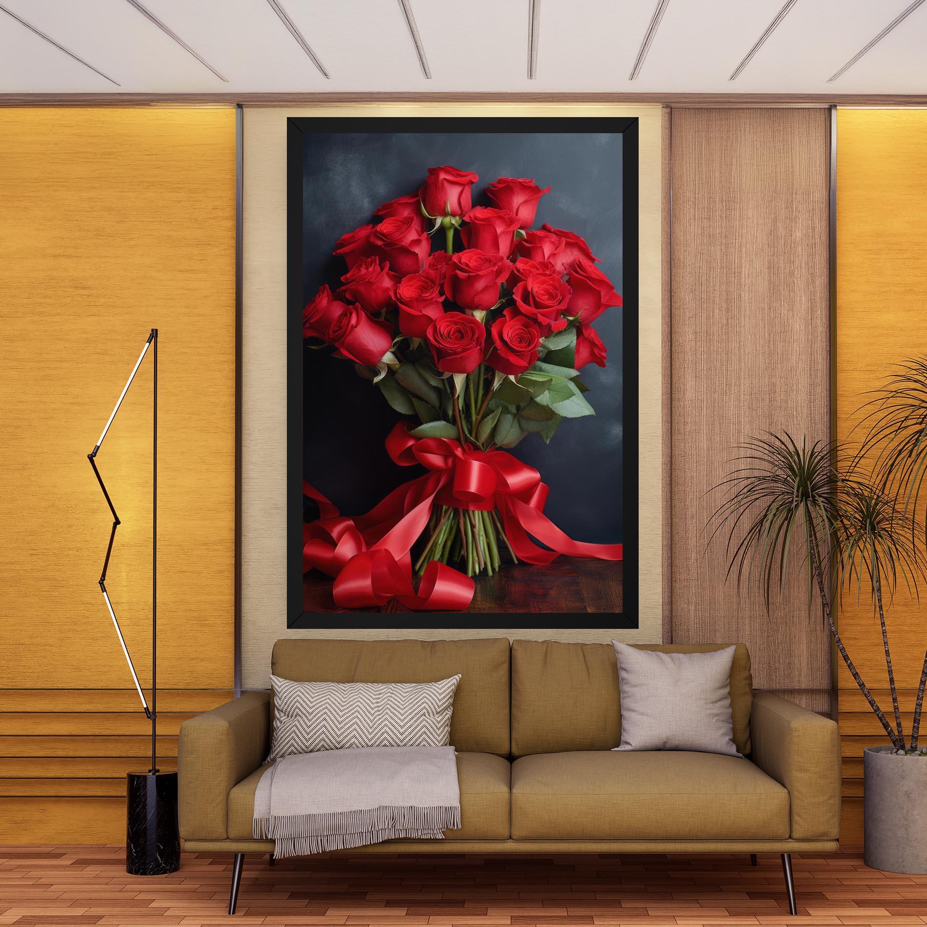 Vászonkép Beautiful Red Roses Bouquet mockup 9