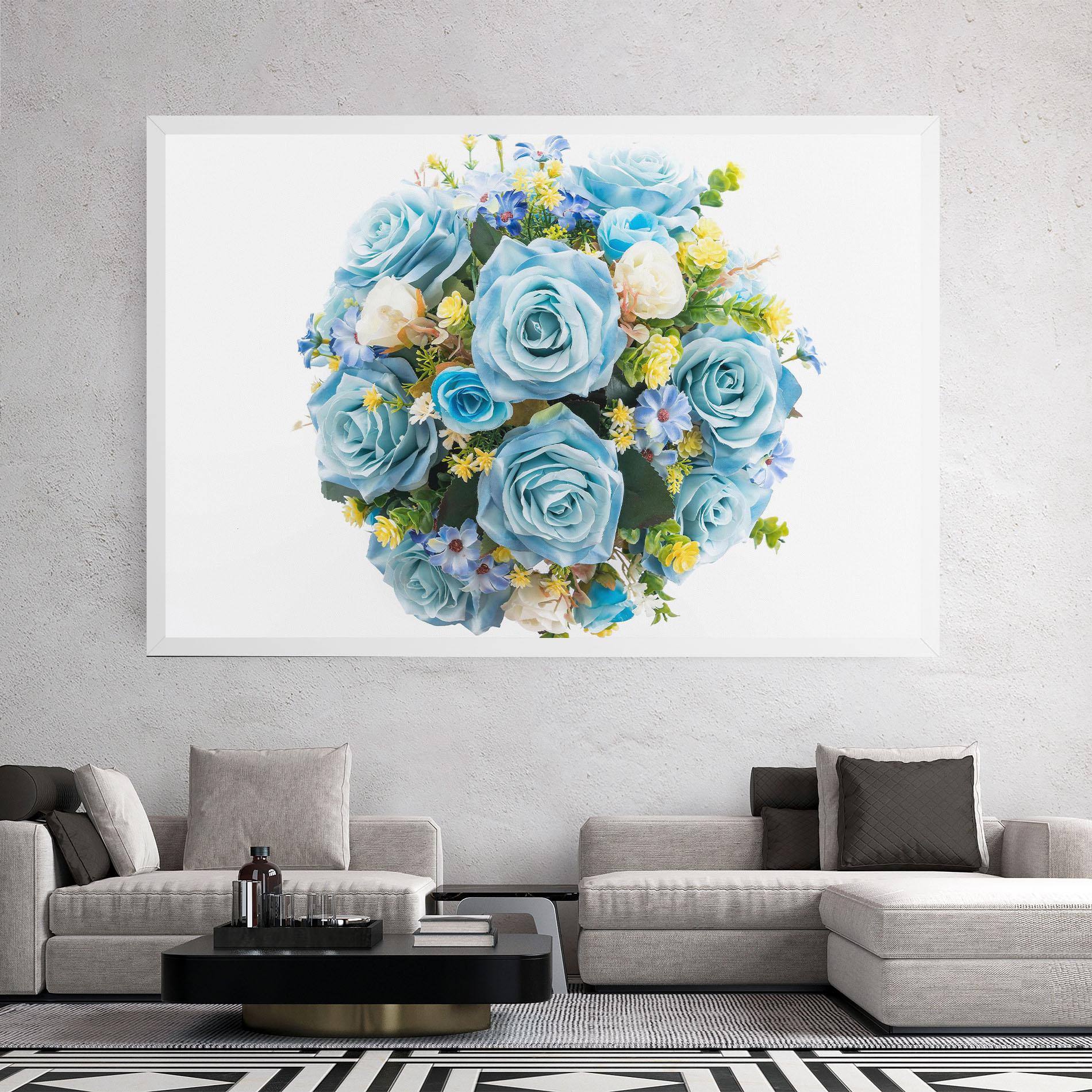 Vászonkép Blue Roses Bouquet mockup 2