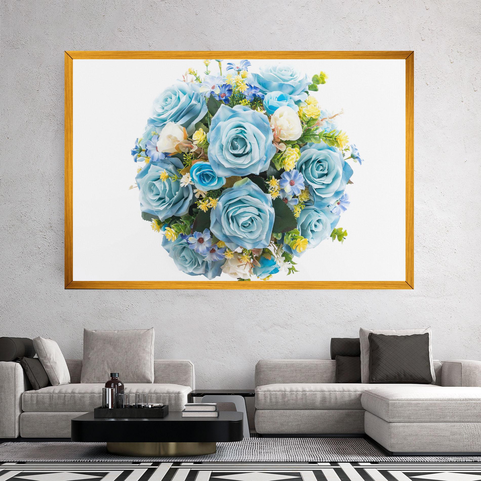 Vászonkép Blue Roses Bouquet mockup 2