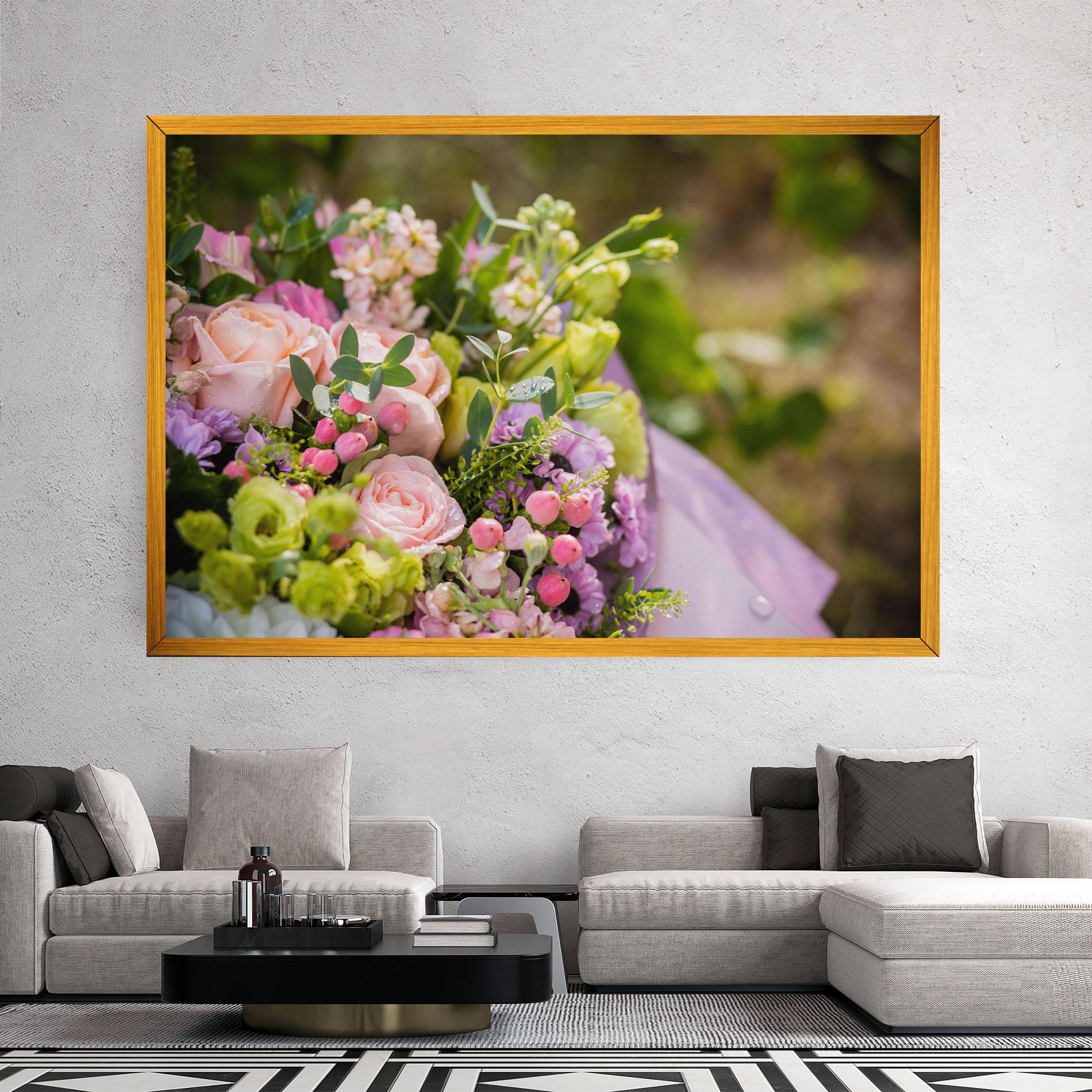 Vászonkép Green Pink Bouquet mockup 2