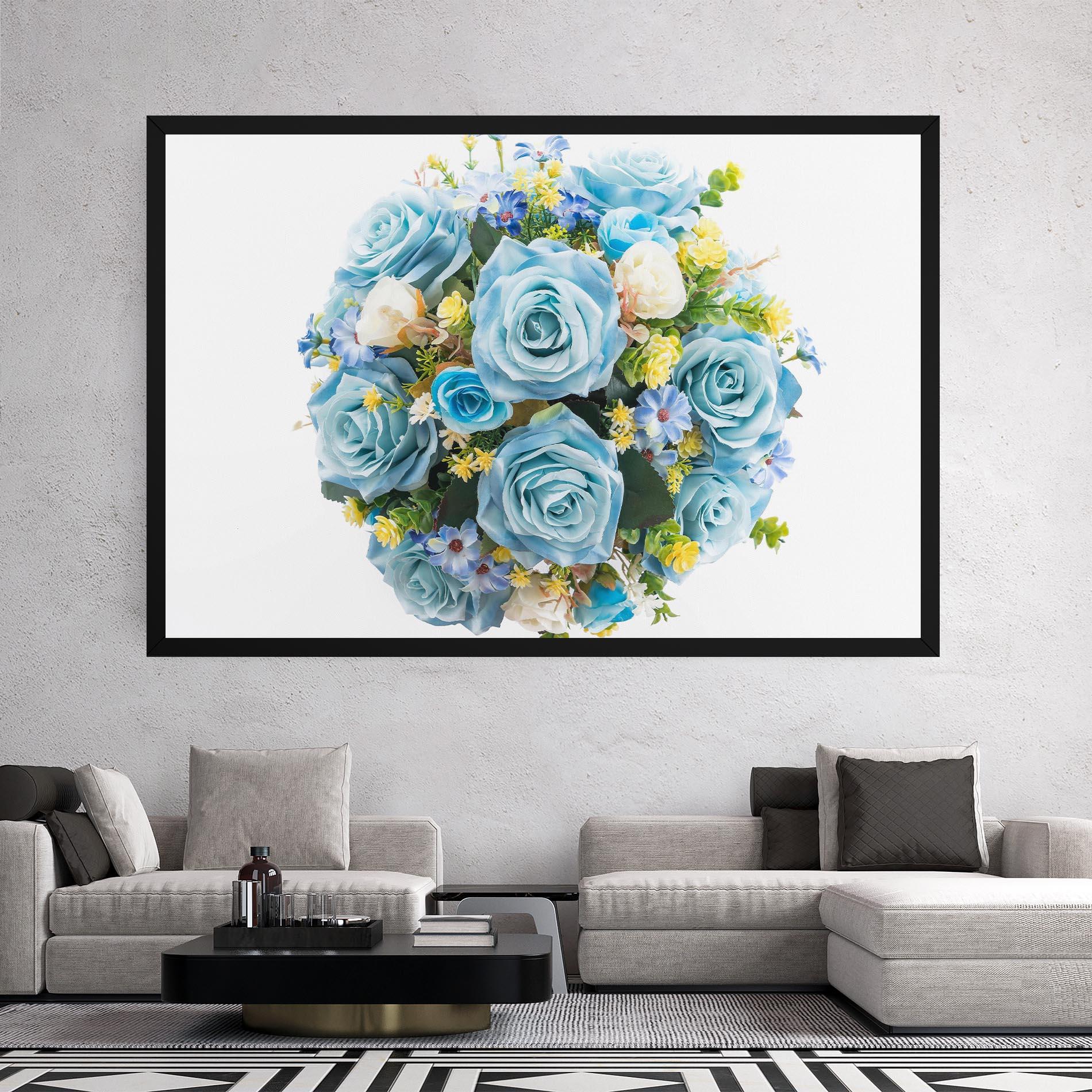 Vászonkép Blue Roses Bouquet mockup 2