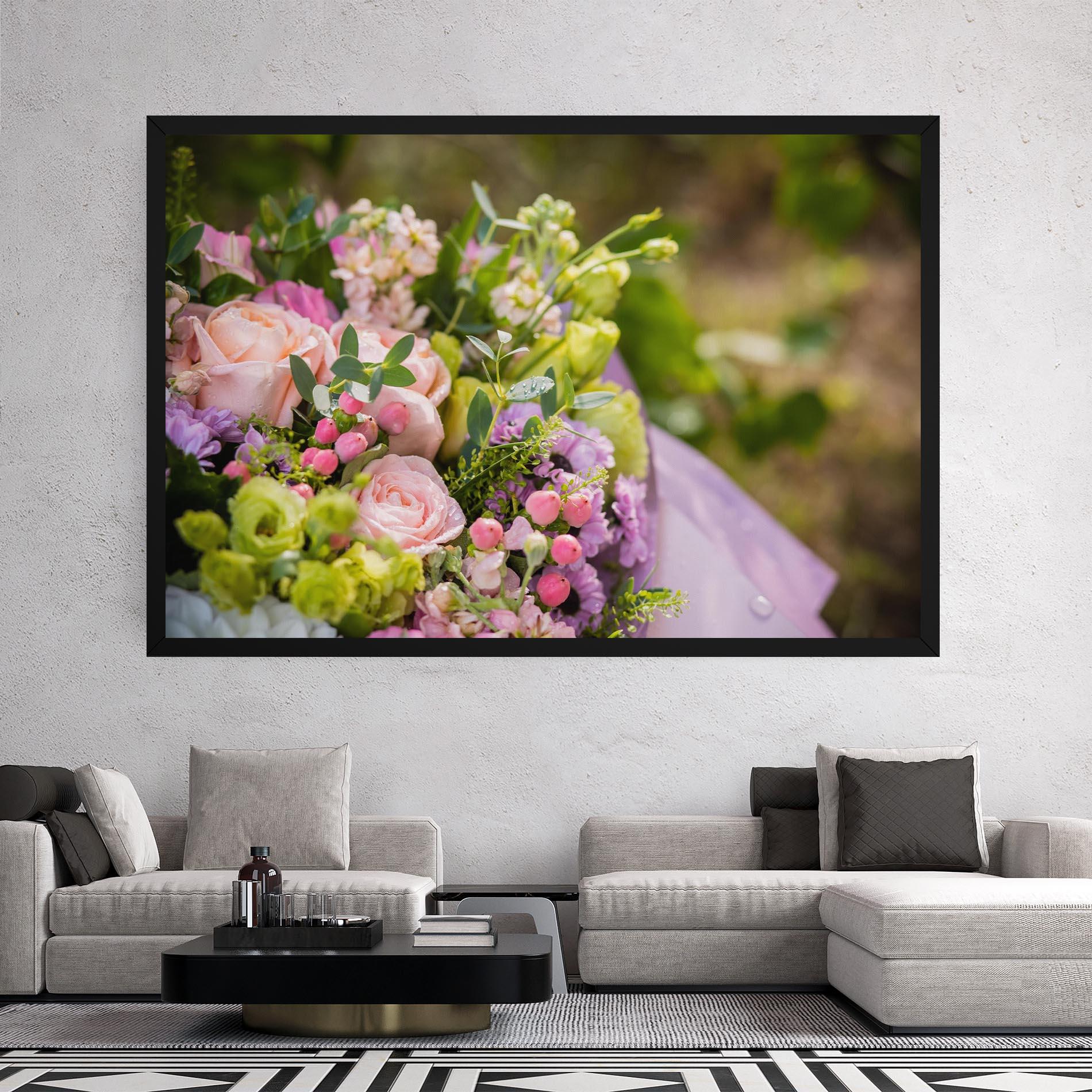 Vászonkép Green Pink Bouquet mockup 2