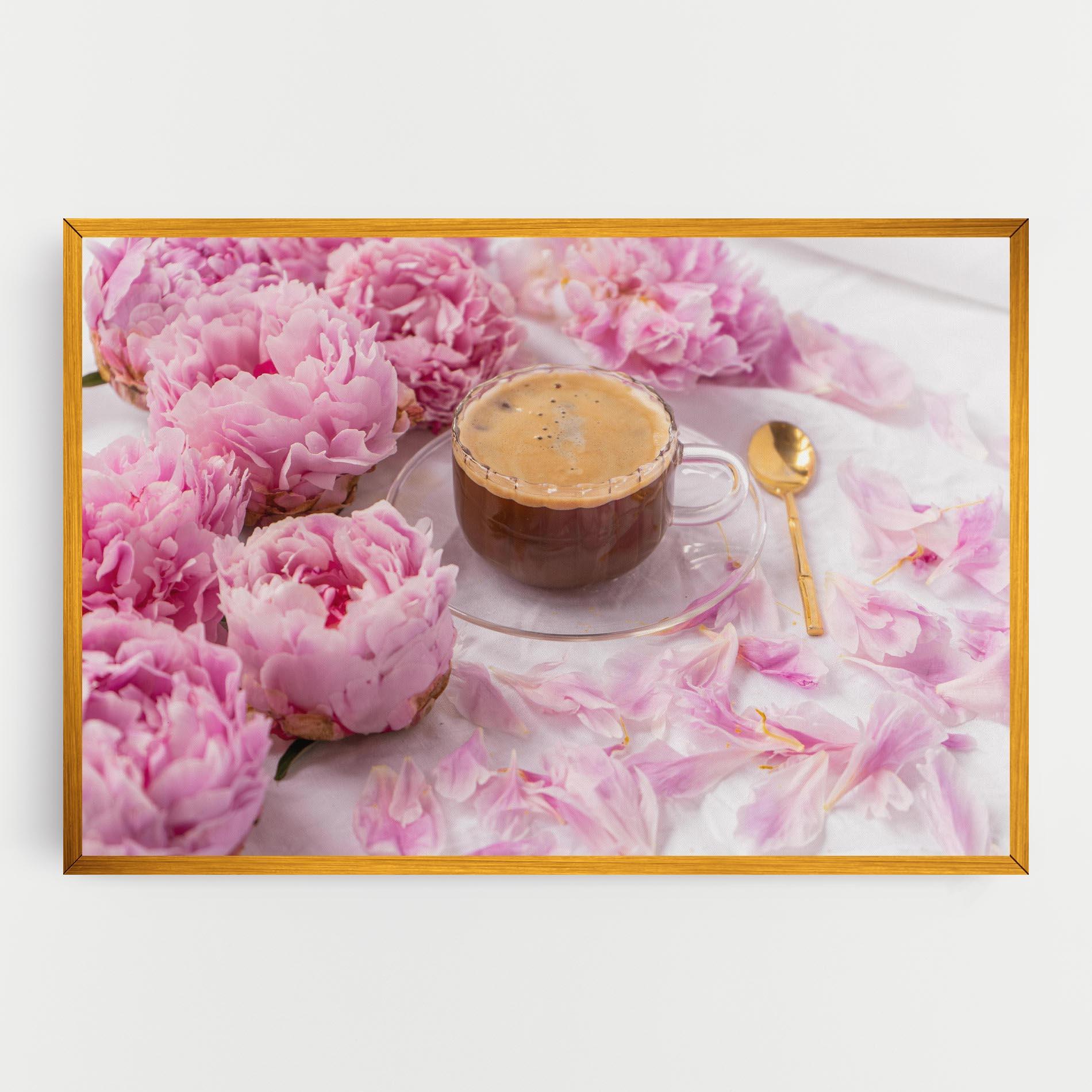 Vászonkép Peony And Coffee mockup 0