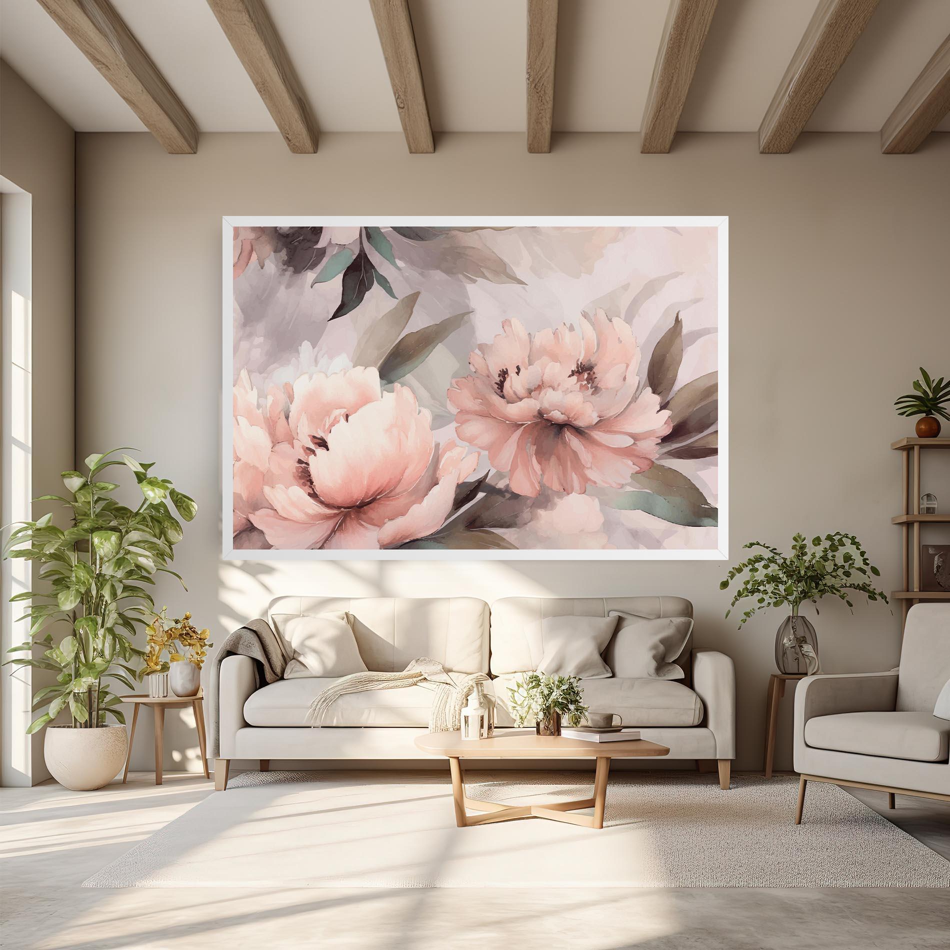 Vászonkép Dreamy Peony Art mockup 6