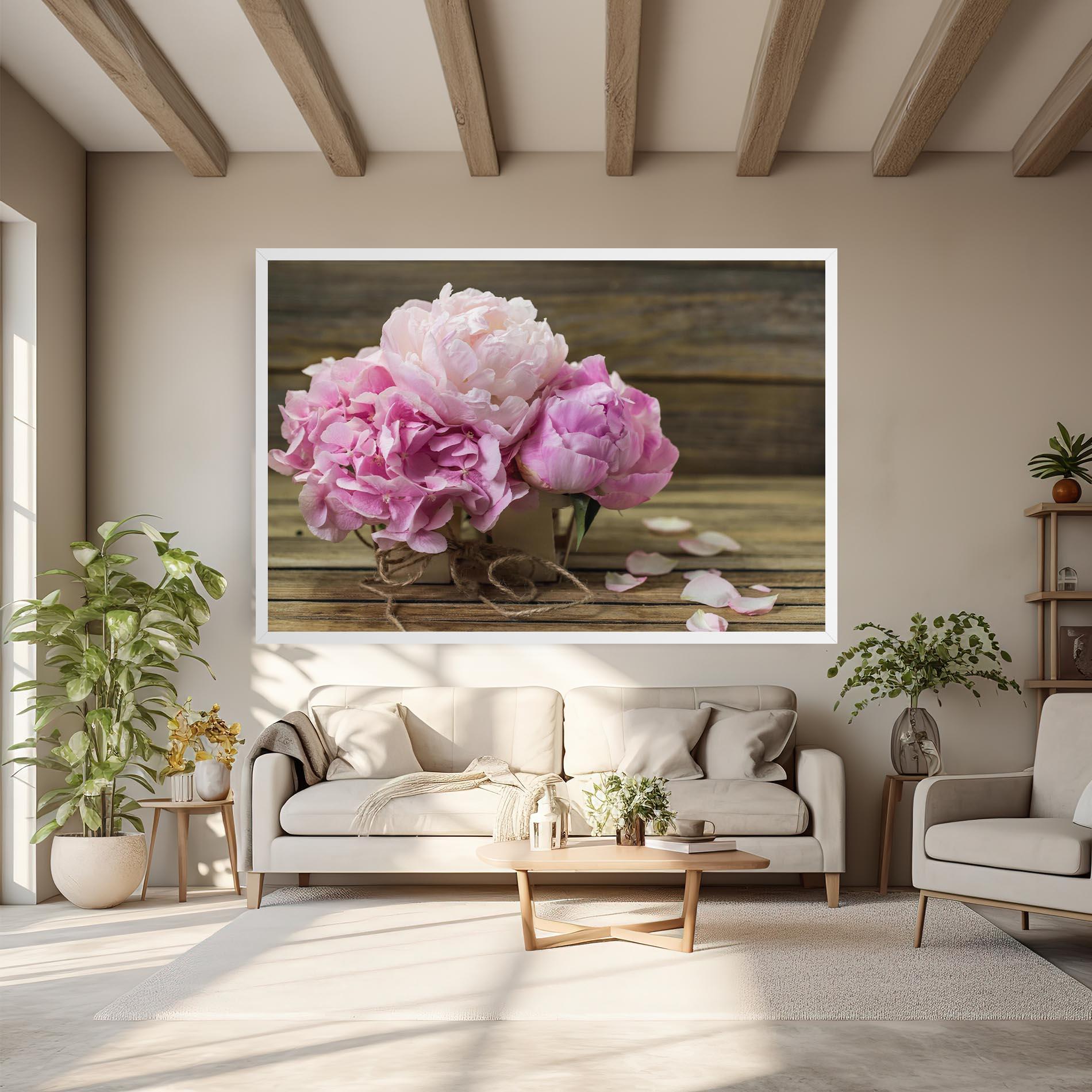 Vászonkép Peony On Table mockup 6