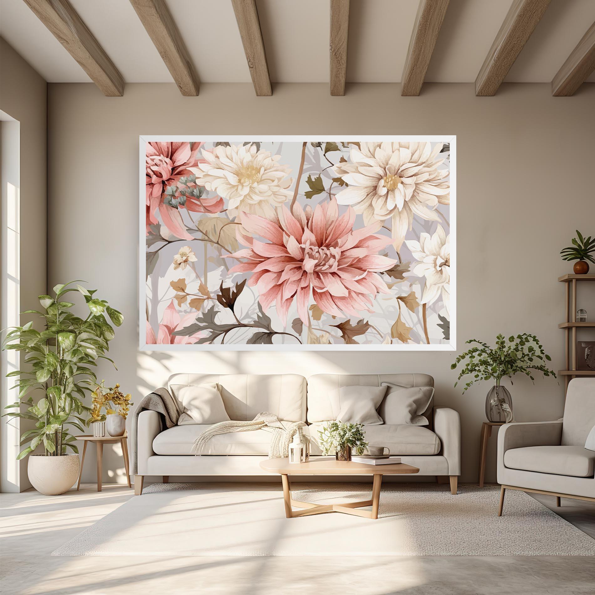 Vászonkép Pink Cream Open Peony mockup 6