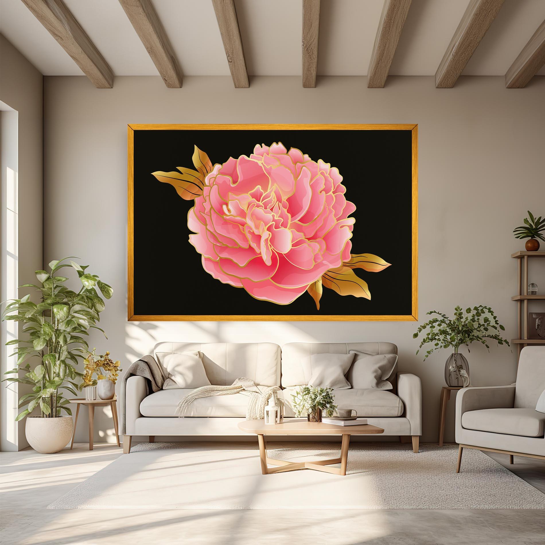Vászonkép Gold Pinkk Peony mockup 6