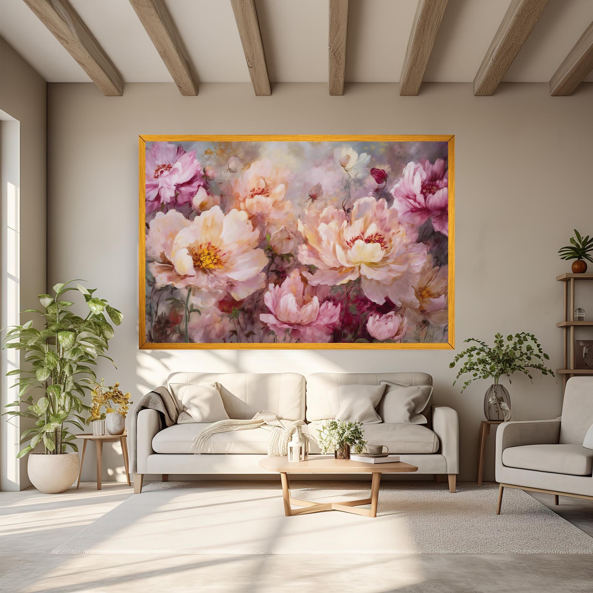 Vászonkép Peony Painting Art mockup 6