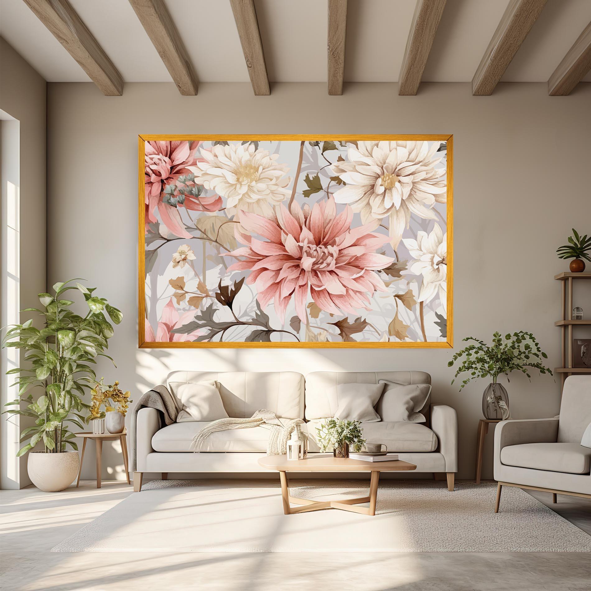 Vászonkép Pink Cream Open Peony mockup 6