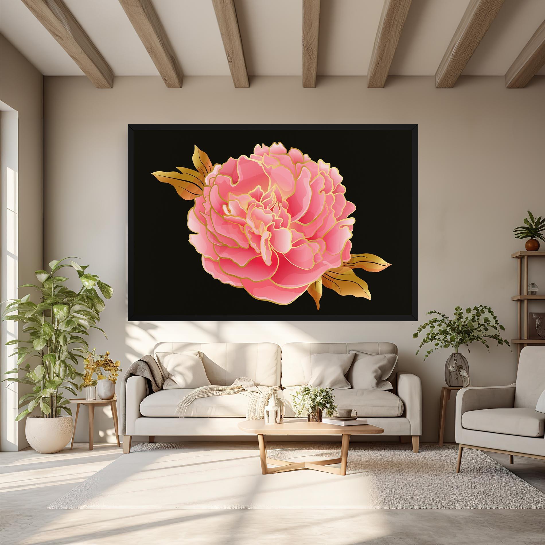 Vászonkép Gold Pinkk Peony mockup 6