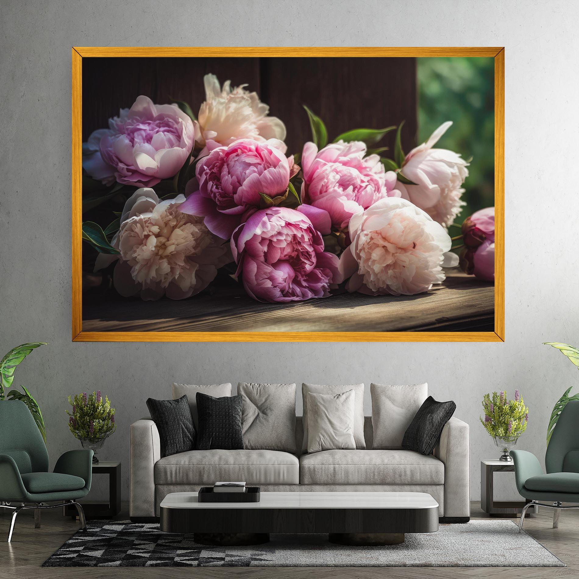 Vászonkép Peonies On The Table mockup 7