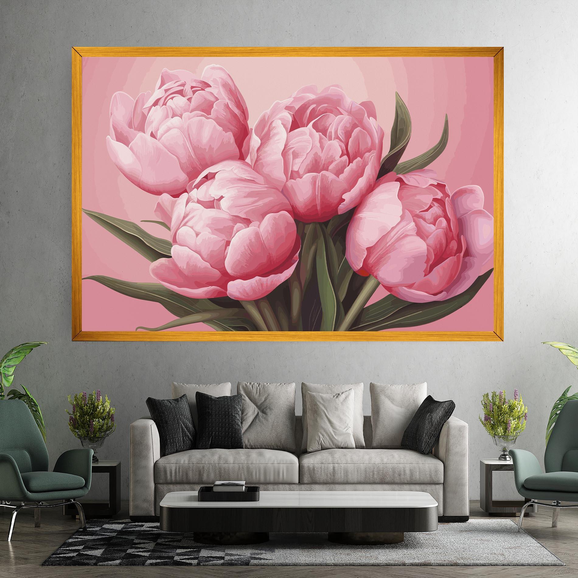 Vászonkép Peony On Pink mockup 7