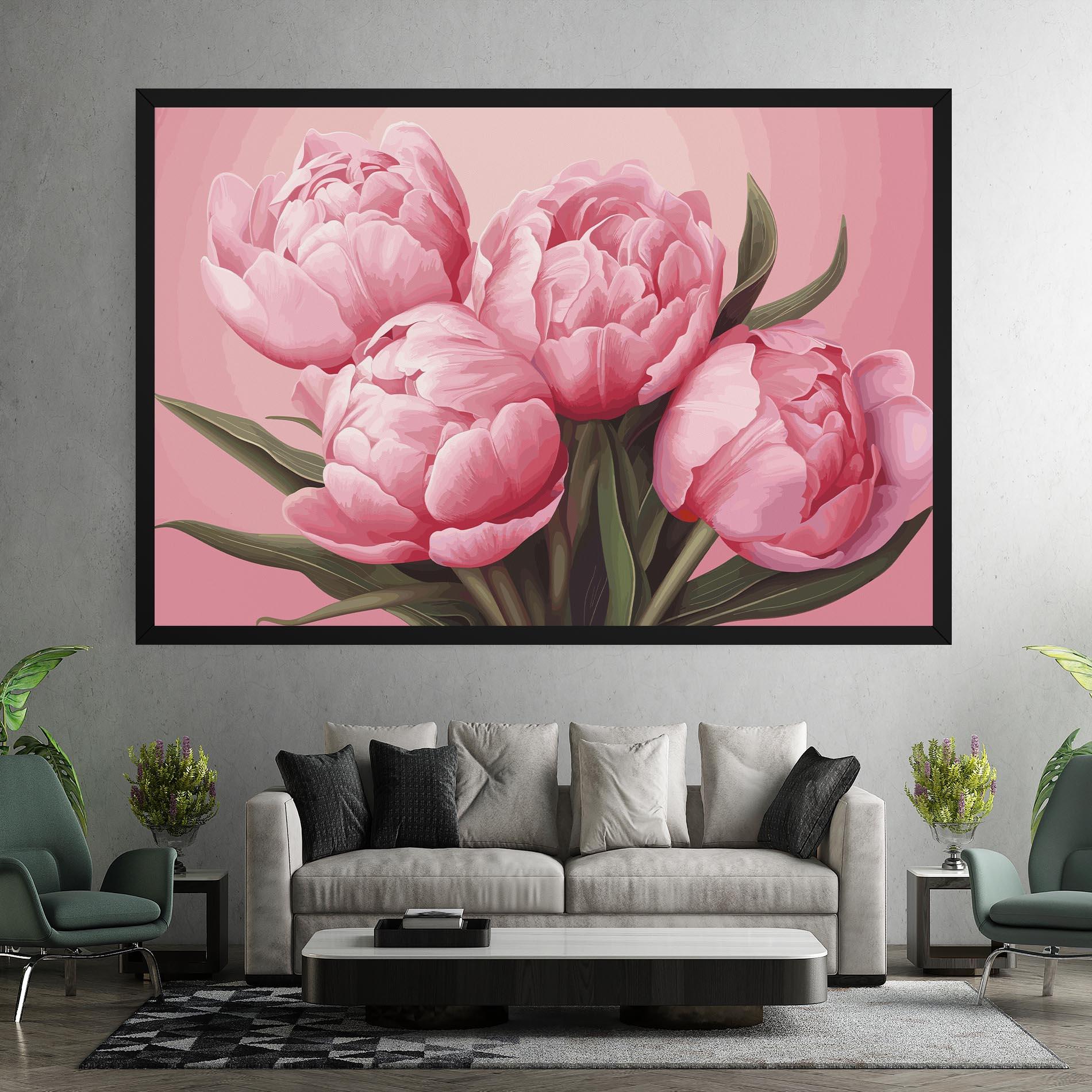 Vászonkép Peony On Pink mockup 7