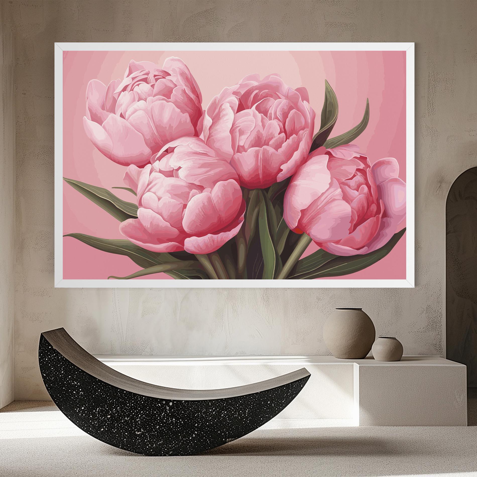Vászonkép Peony On Pink mockup 8