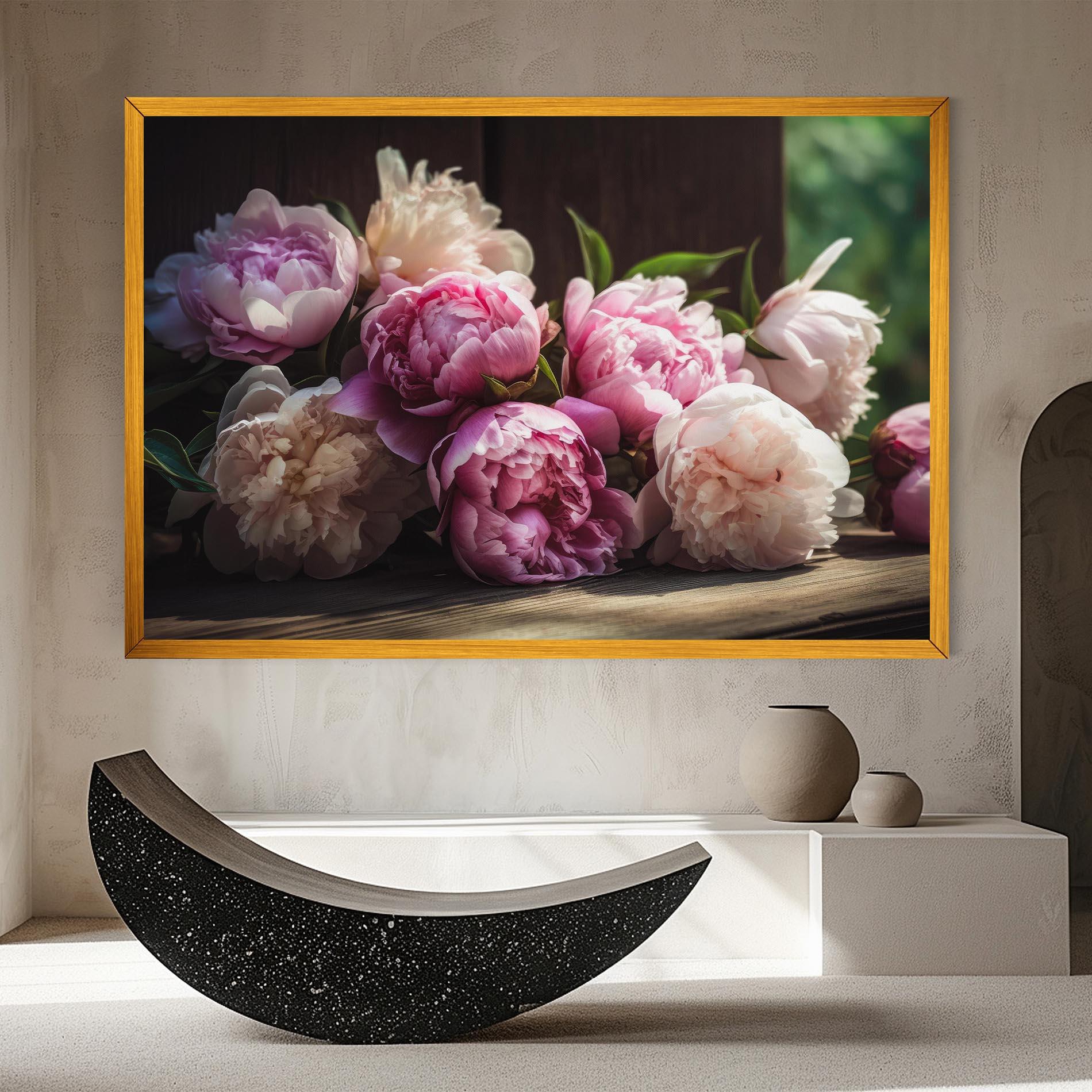 Vászonkép Peonies On The Table mockup 8
