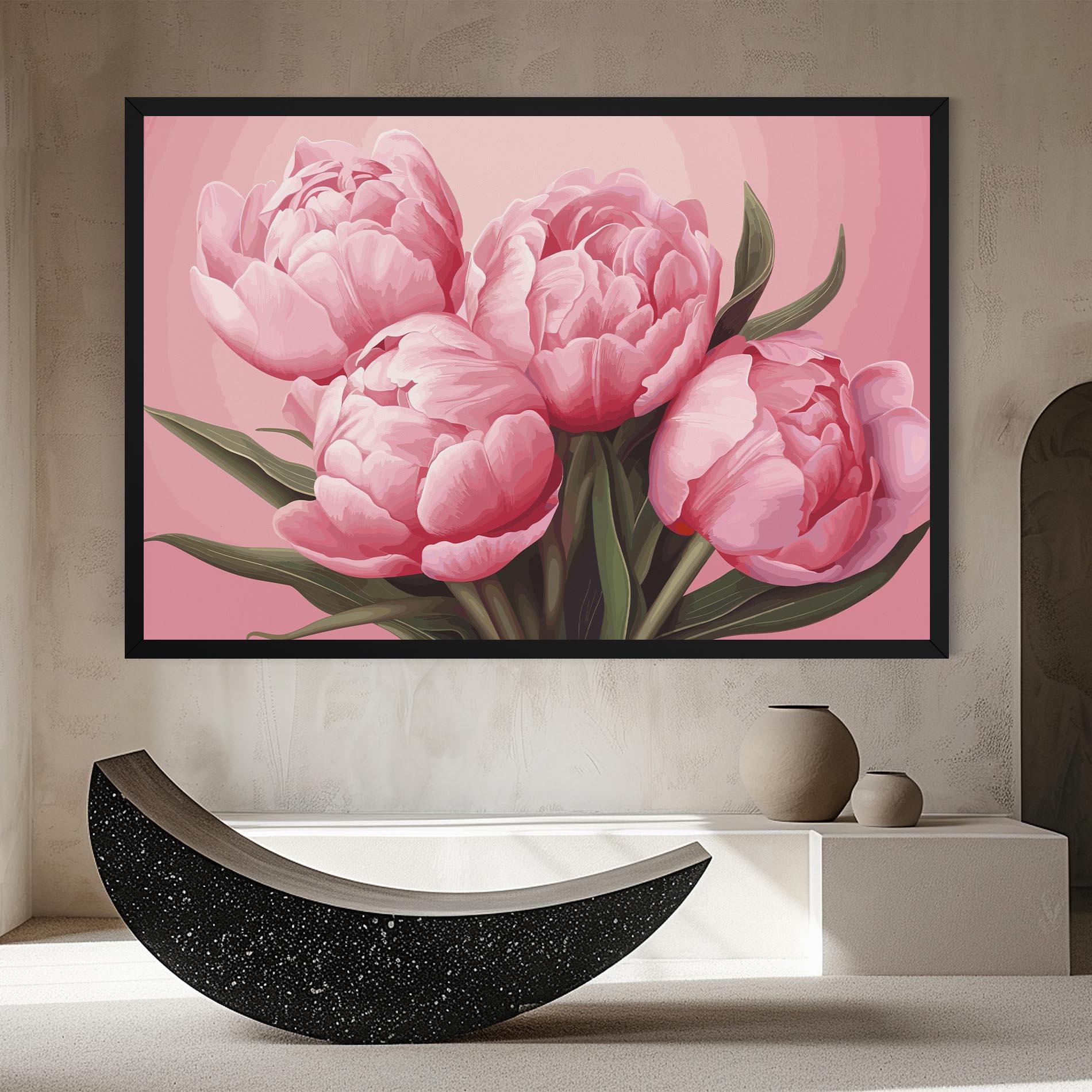 Vászonkép Peony On Pink mockup 8