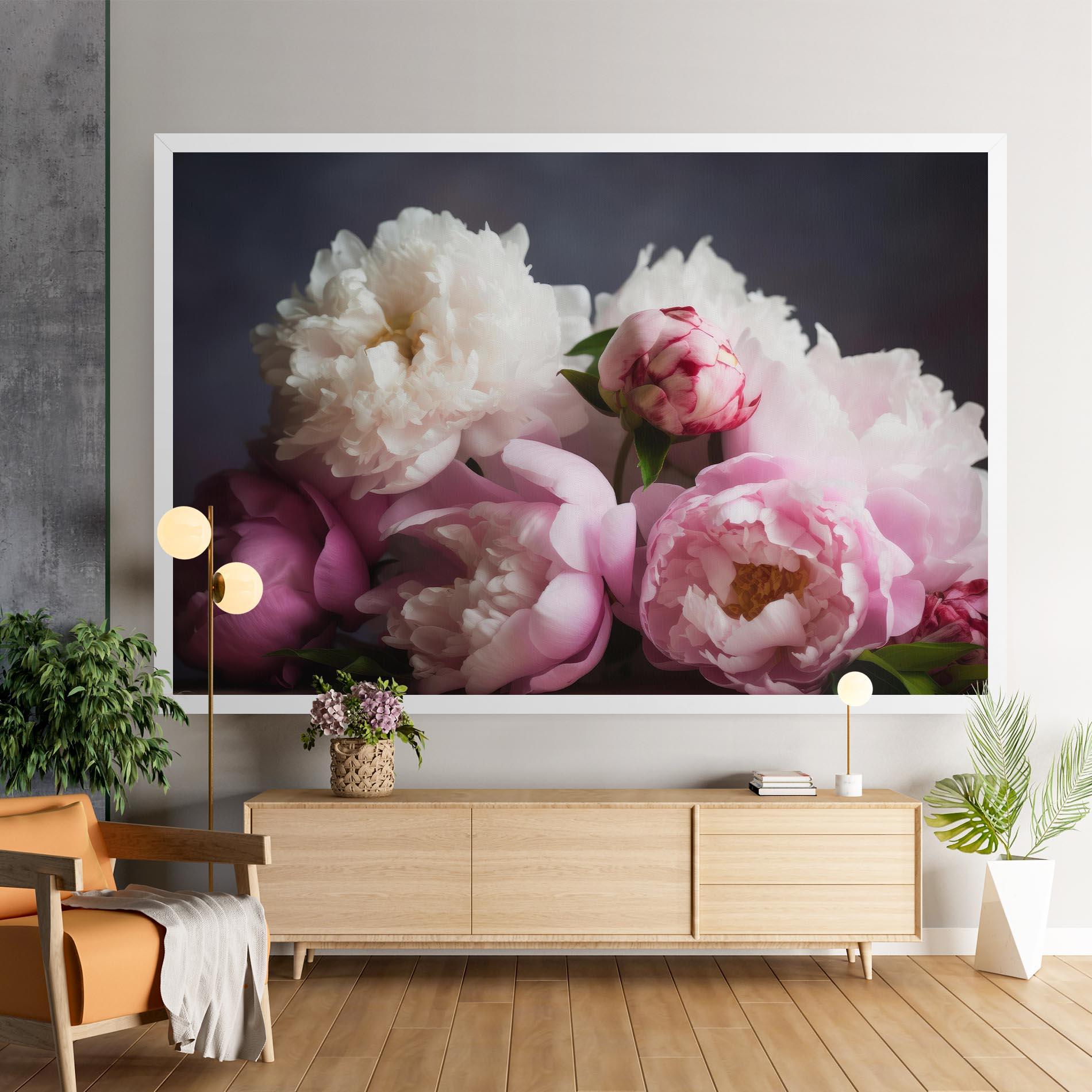 Vászonkép Peonies With Grey mockup 9