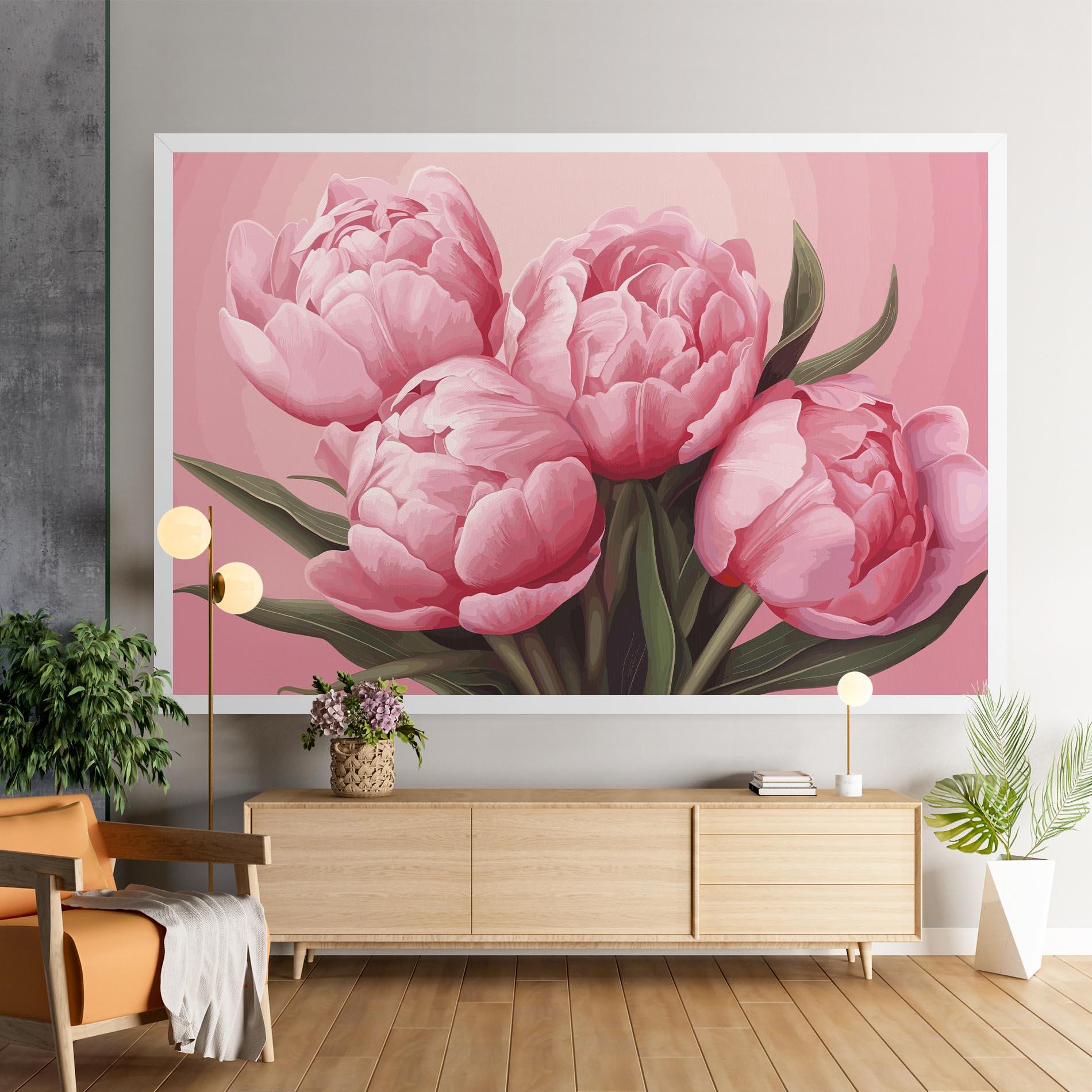 Vászonkép Peony On Pink mockup 9