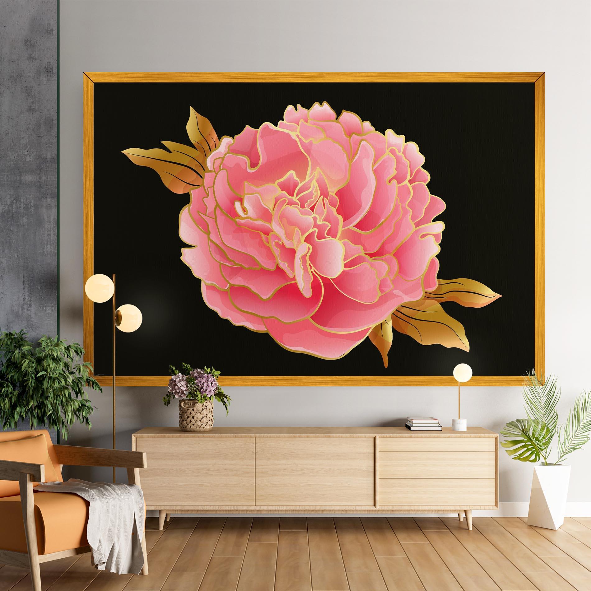 Vászonkép Gold Pinkk Peony mockup 9