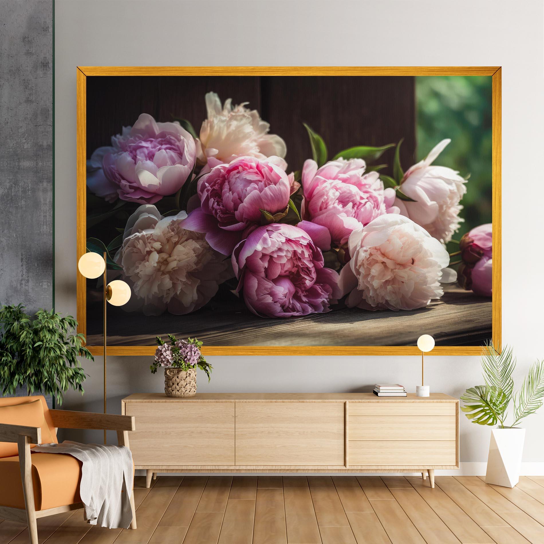 Vászonkép Peonies On The Table mockup 9
