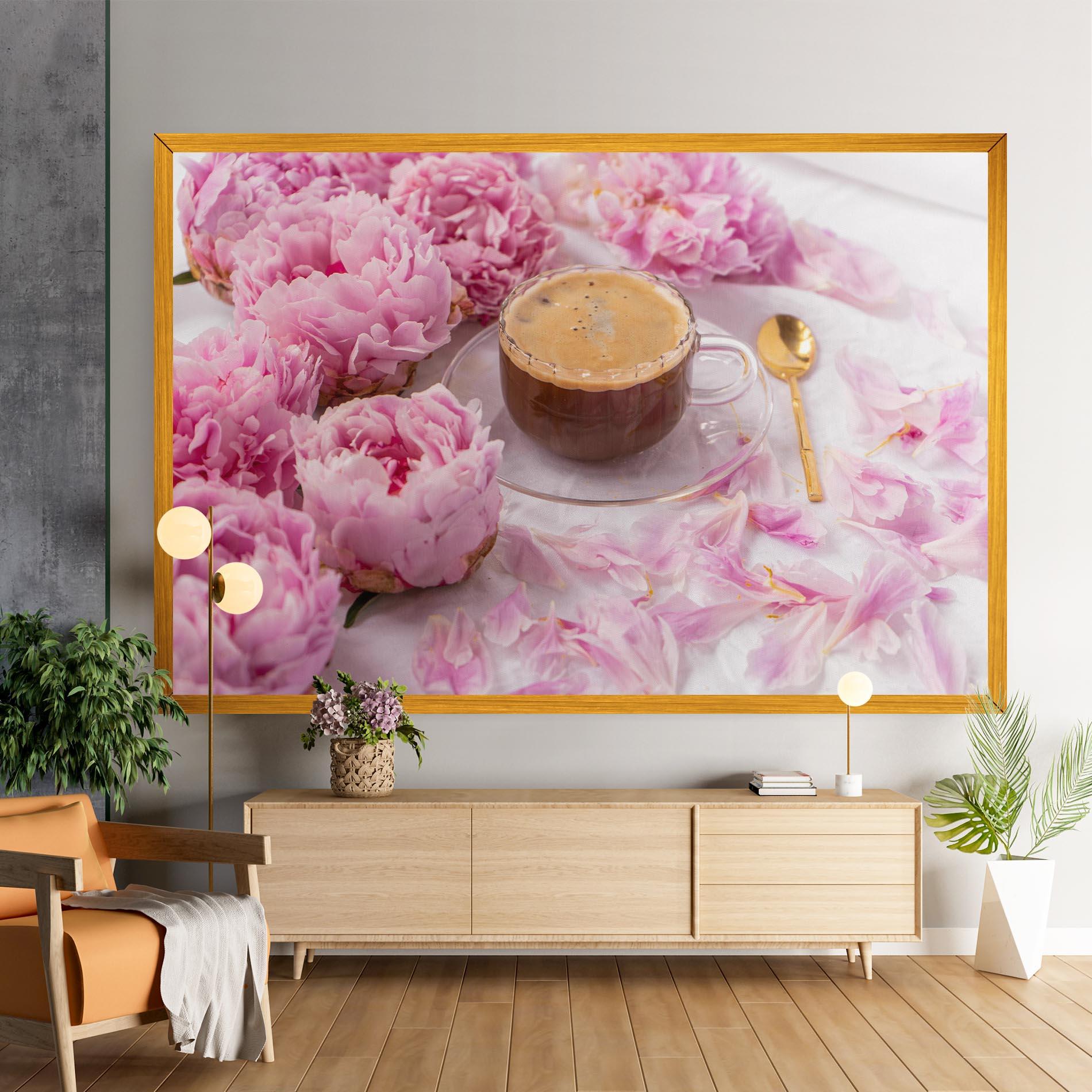 Vászonkép Peony And Coffee mockup 9