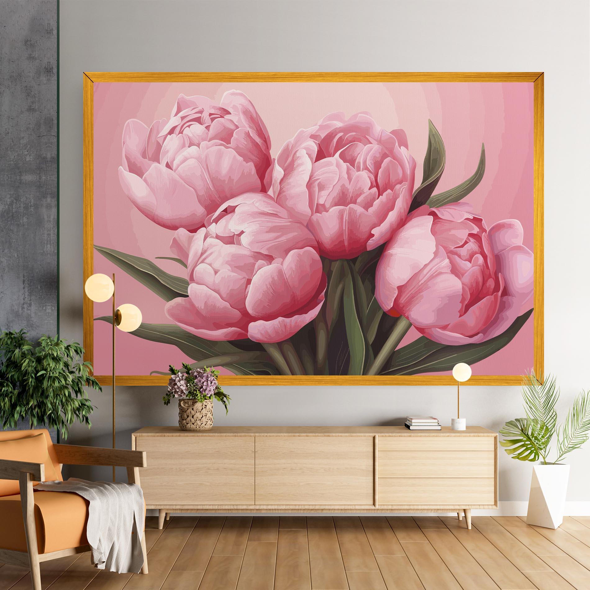Vászonkép Peony On Pink mockup 9