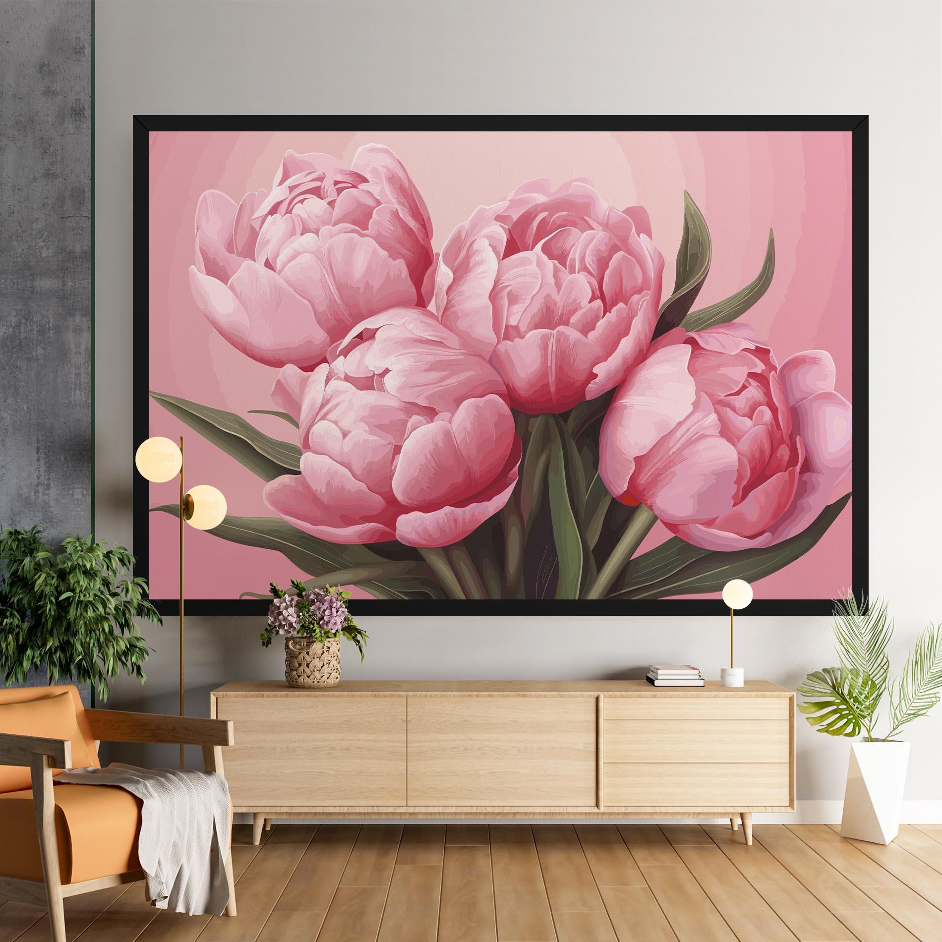 Vászonkép Peony On Pink mockup 9