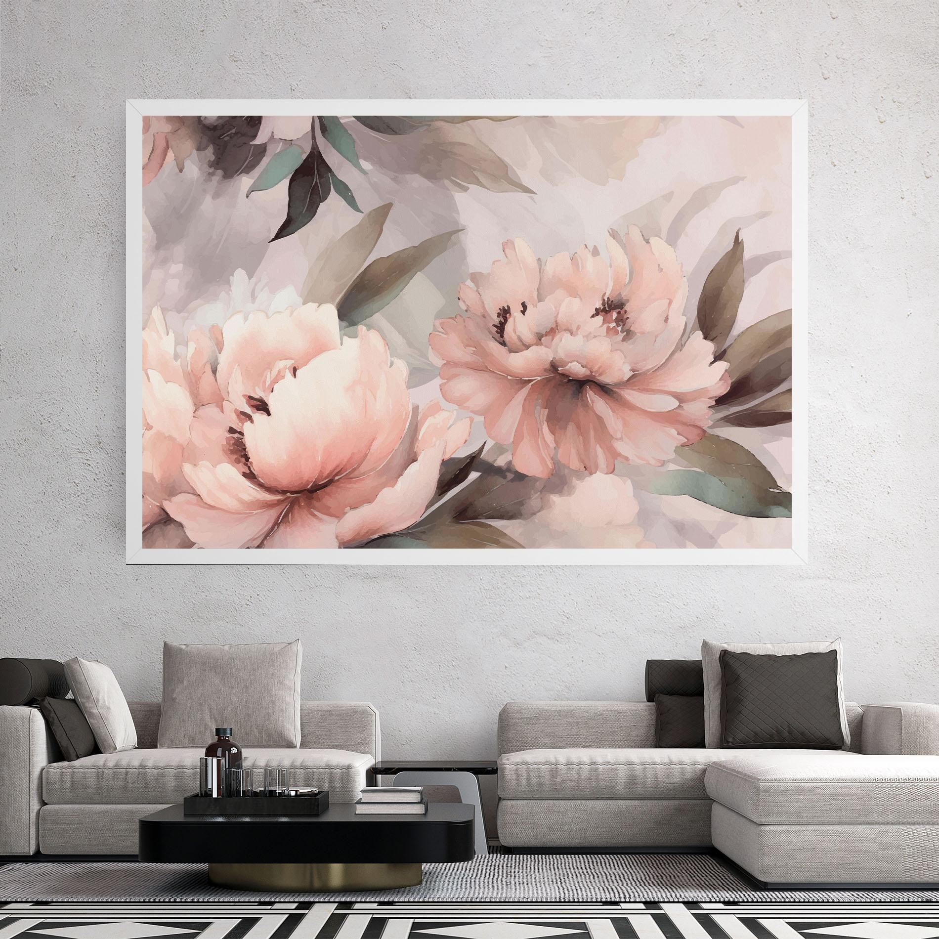 Vászonkép Dreamy Peony Art mockup 2