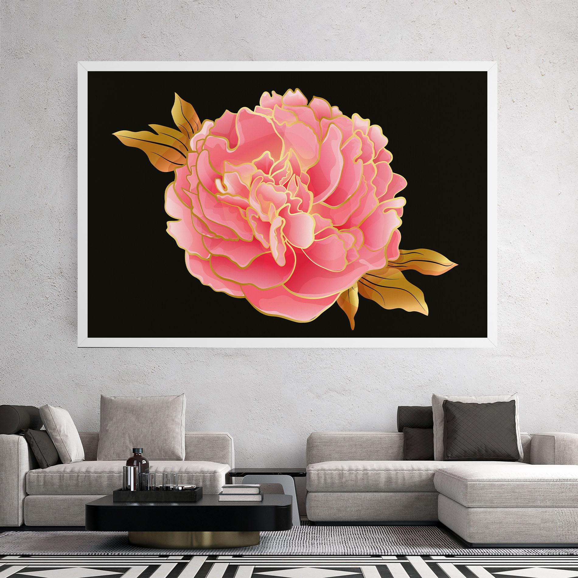 Vászonkép Gold Pinkk Peony mockup 2