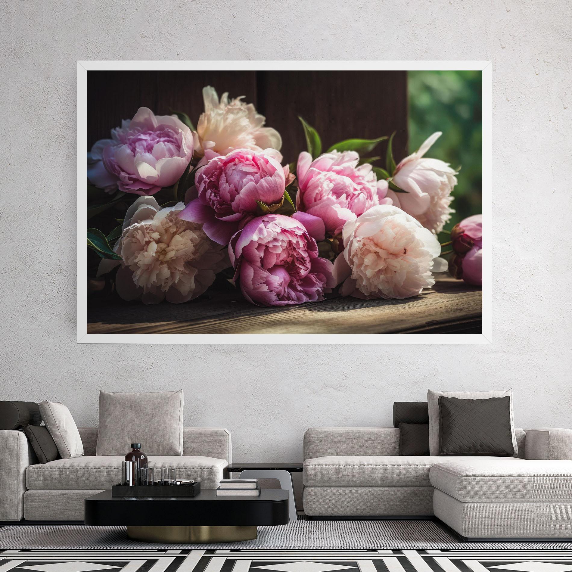 Vászonkép Peonies On The Table mockup 2