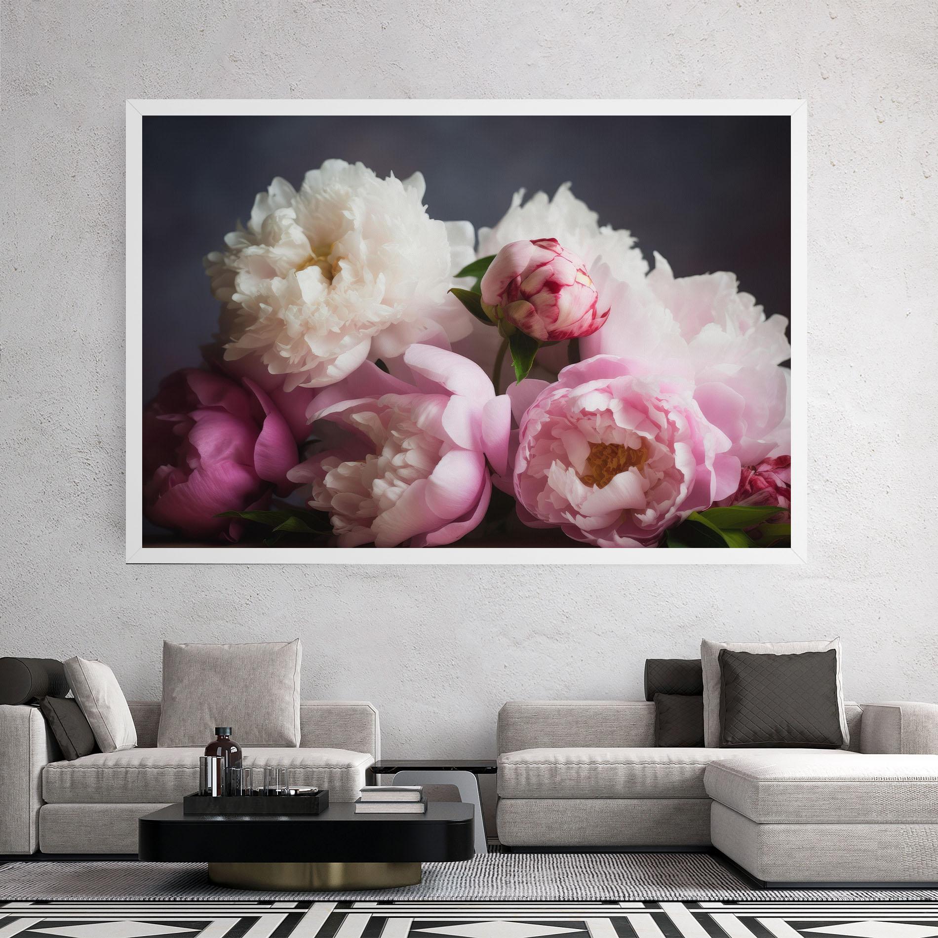 Vászonkép Peonies With Grey mockup 2