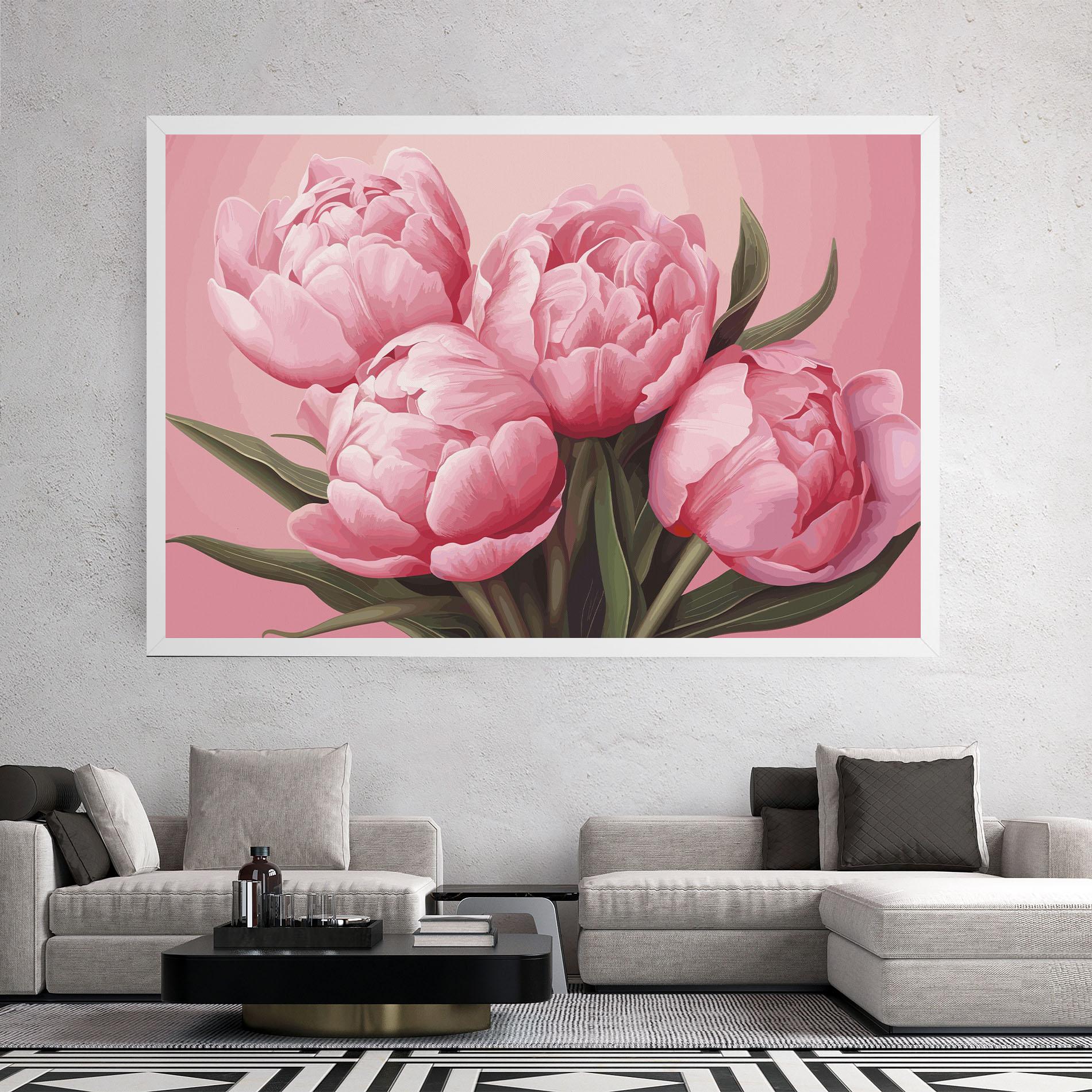 Vászonkép Peony On Pink mockup 2