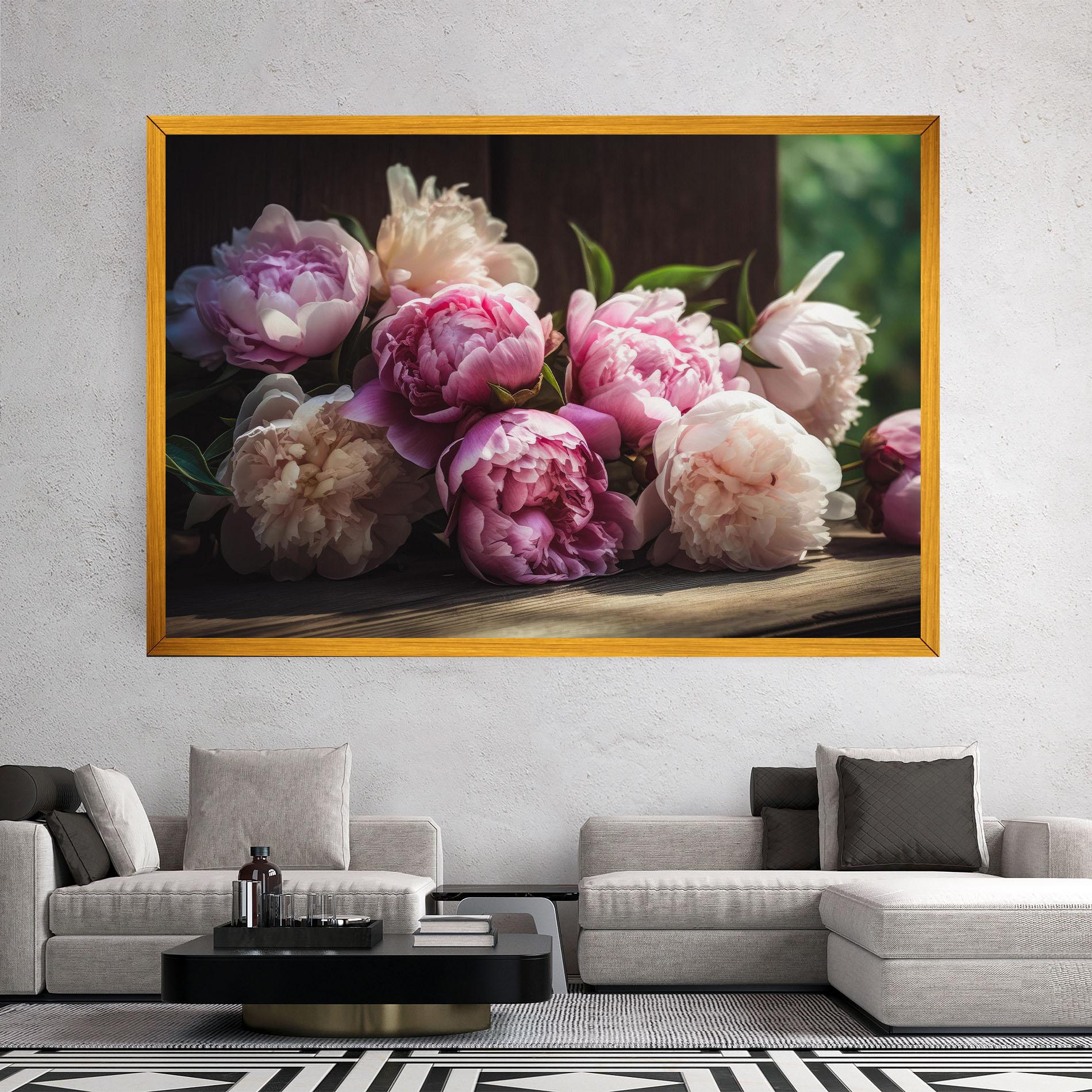 Vászonkép Peonies On The Table mockup 2
