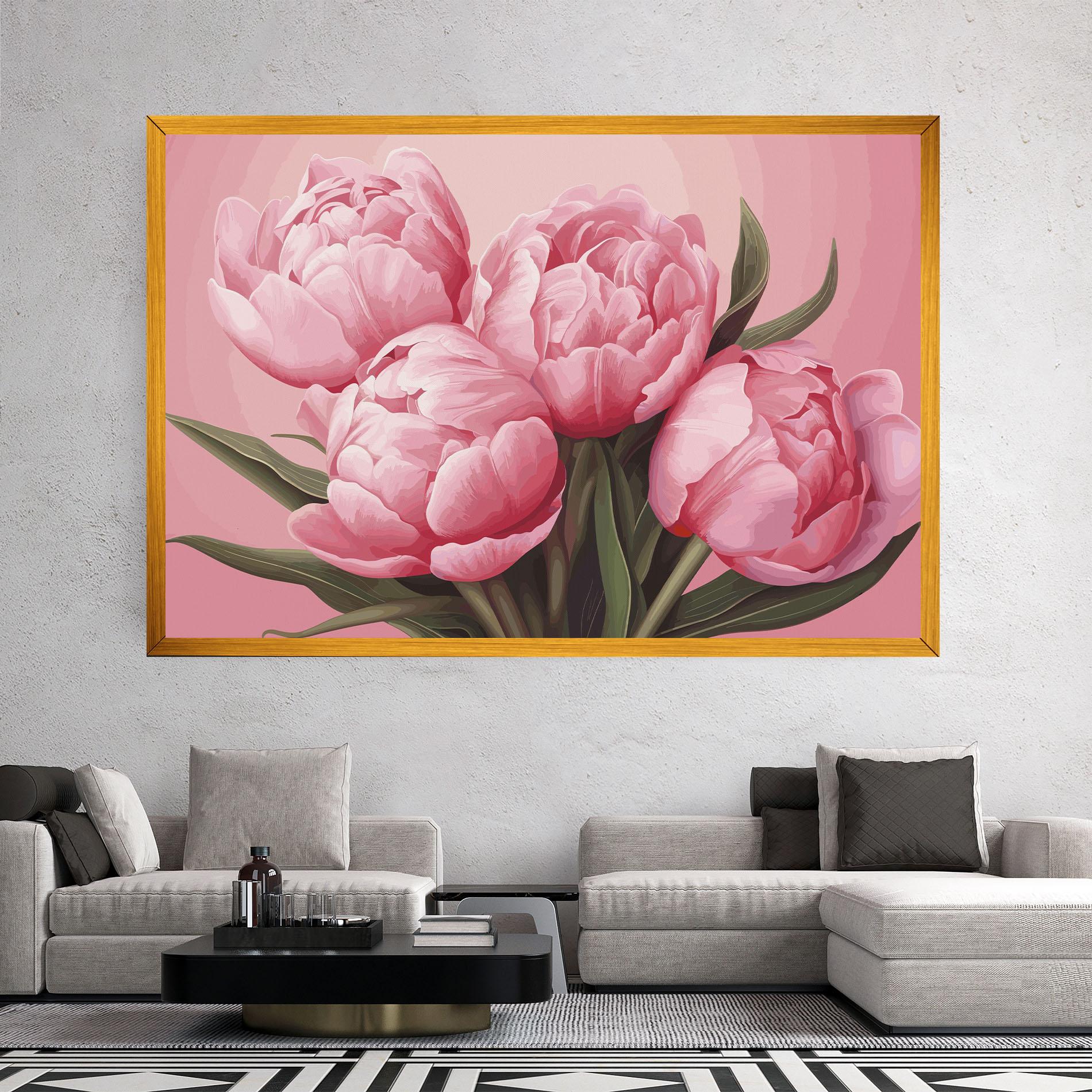 Vászonkép Peony On Pink mockup 2